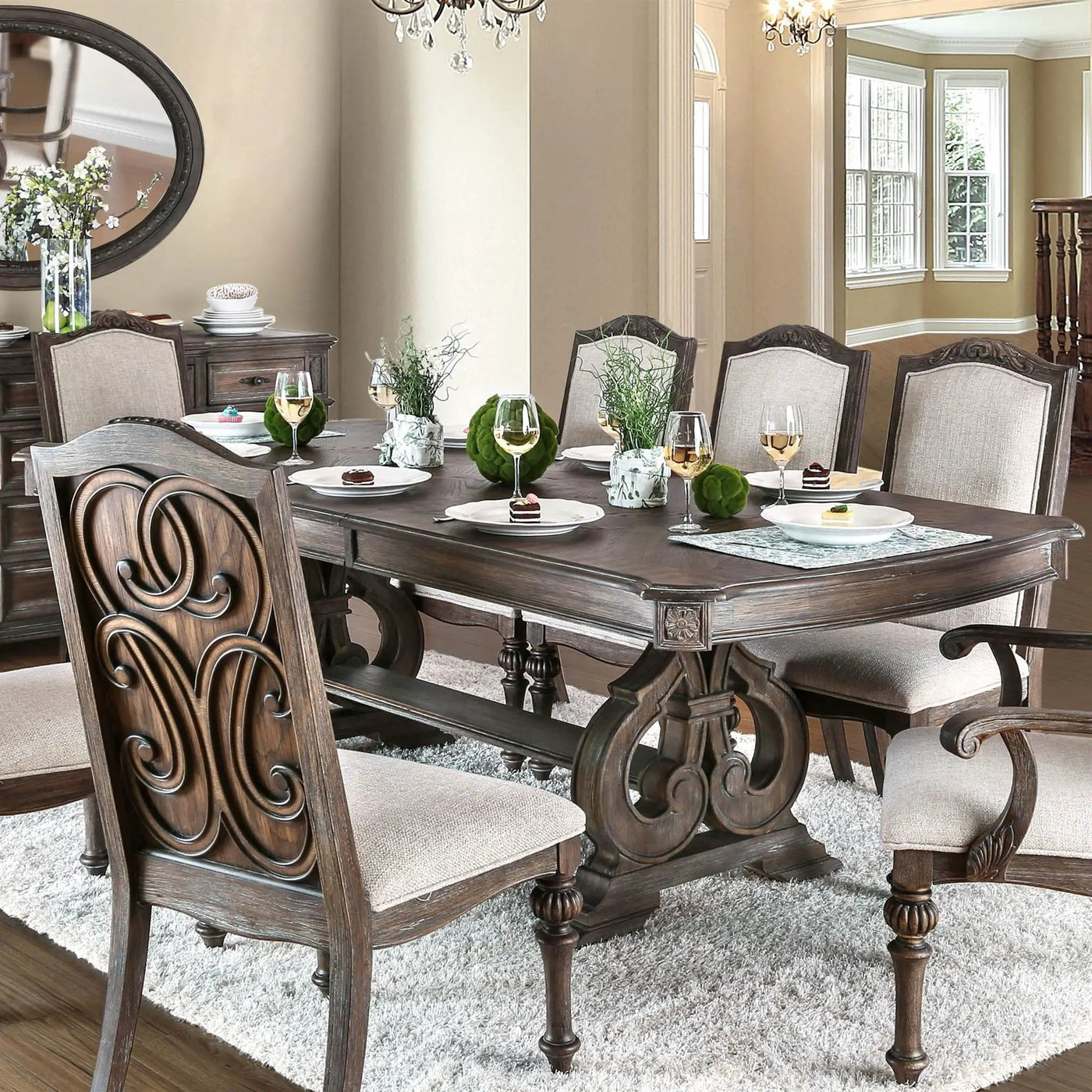 Rustic Dining Set With Table And Upholstered Chairs by Unique Piece Furniture