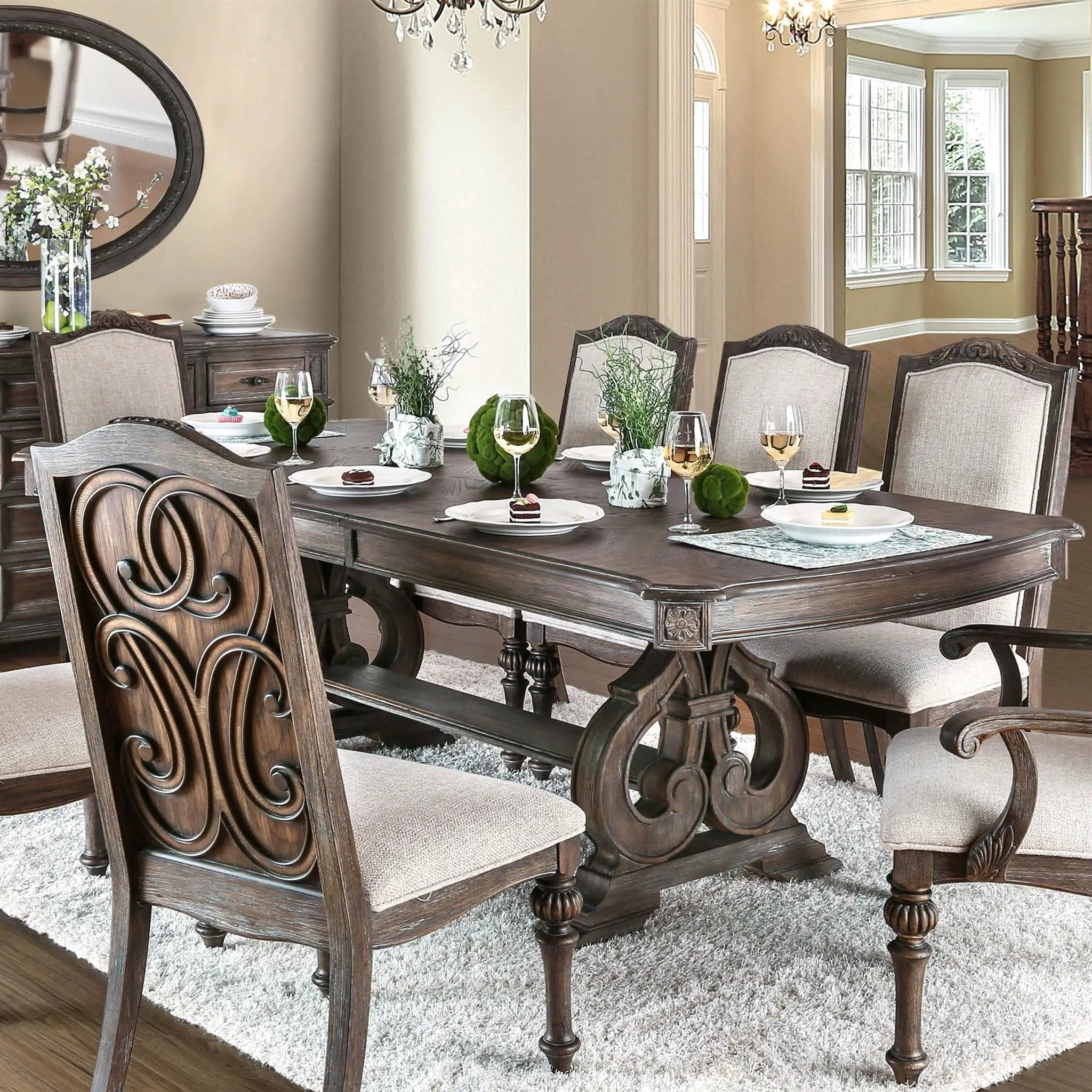 Rustic Dining Set With Table And Upholstered Chairs by Unique Piece Furniture