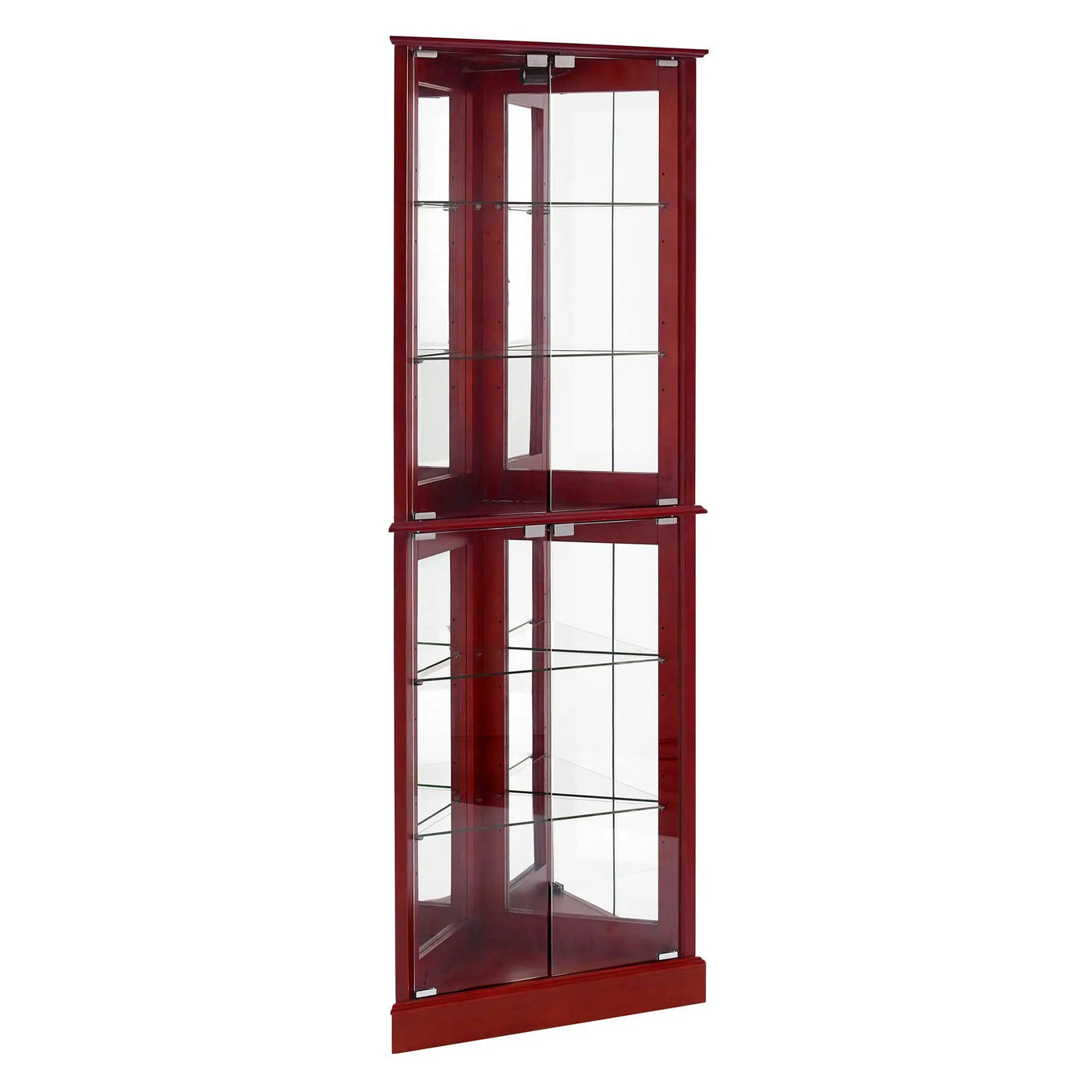 Corner Curio Dispaly Cabinet With Lights, Adjustable Tempered Glass Shelves, Mirrored Back (E26 Light Bulb Not Included) by HouseOfZazla