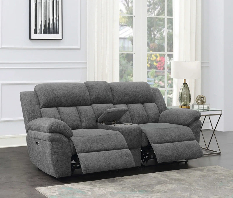 Bahrain Upholstered Power Loveseat Charcoal by Unique Piece Furniture