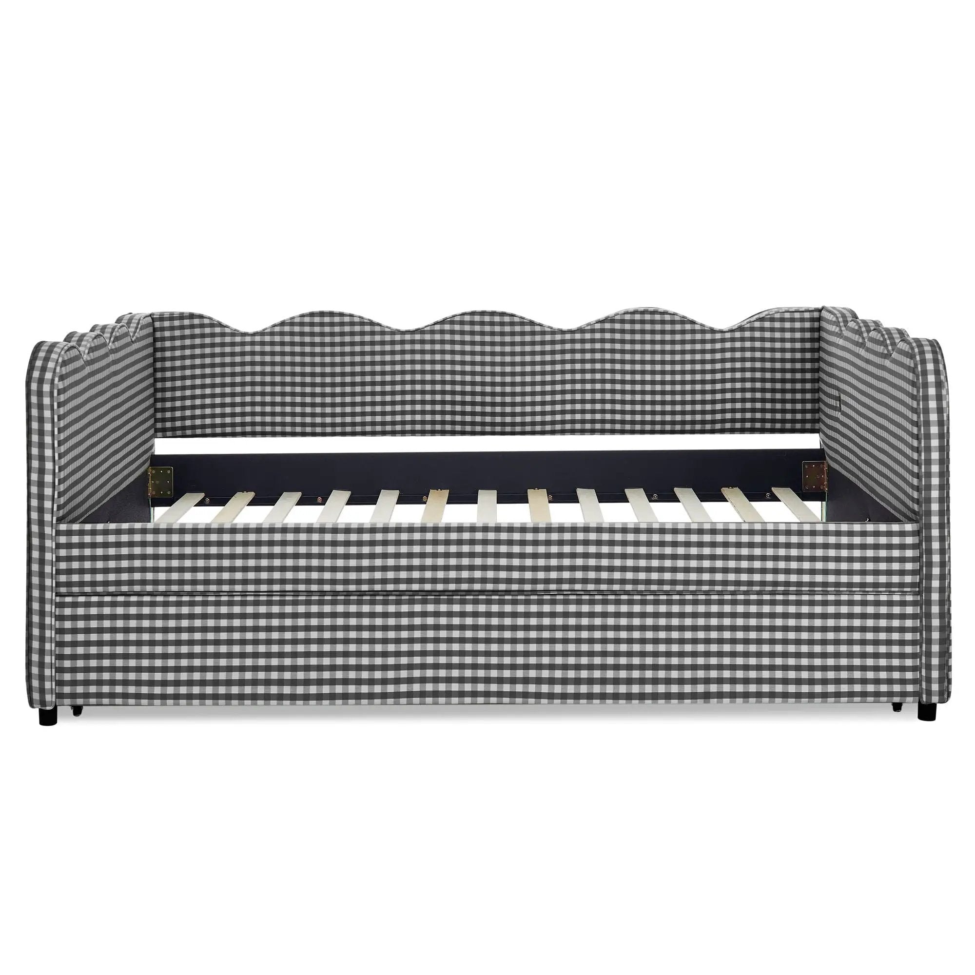 Gingham Daybed With USB Charging Port, Wave-Shaped Design by Unique Piece Furniture