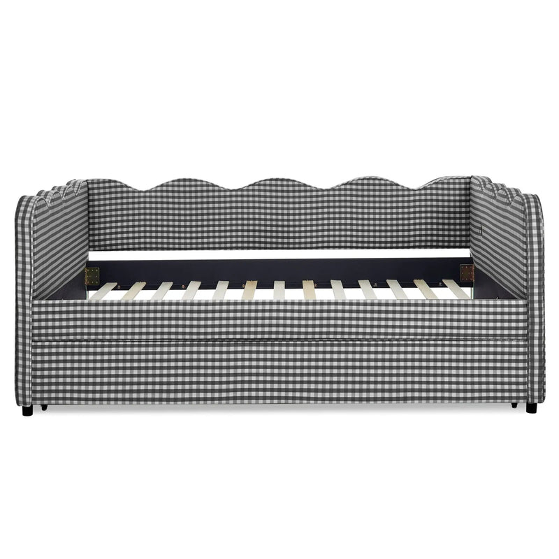 Gingham Daybed With USB Charging Port, Wave-Shaped Design by Unique Piece Furniture