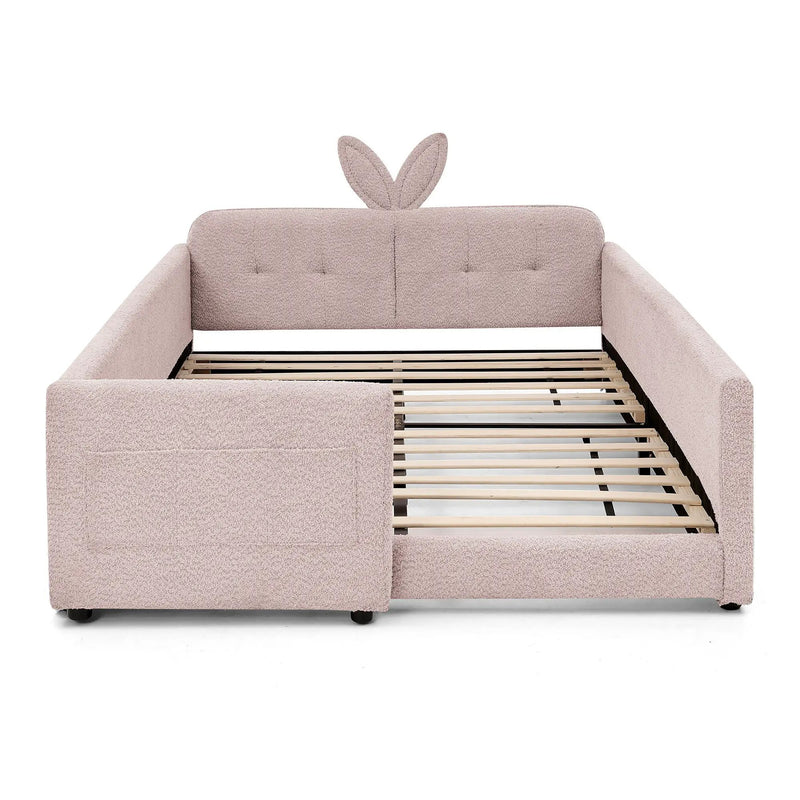 Cute Rabbit Ear Upholstered Platform Bed Frame With Safety Rail by Unique Piece Furniture