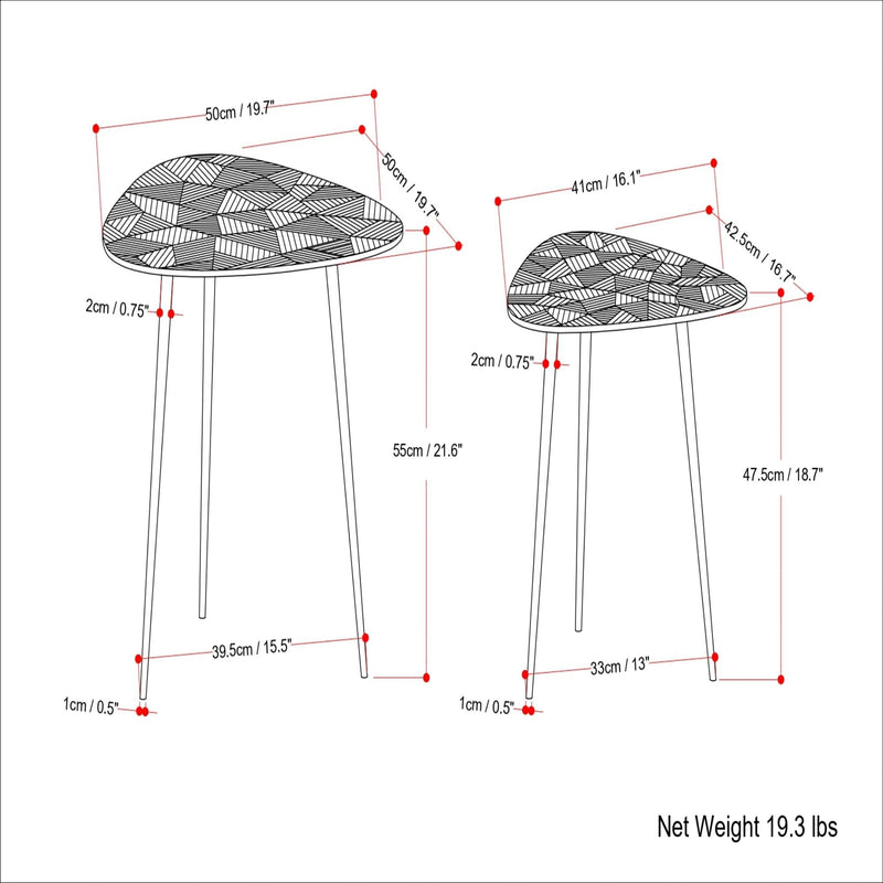 Metal Nesting Tables with Geometric Etched Design - Nickel, photo 5 of 5
