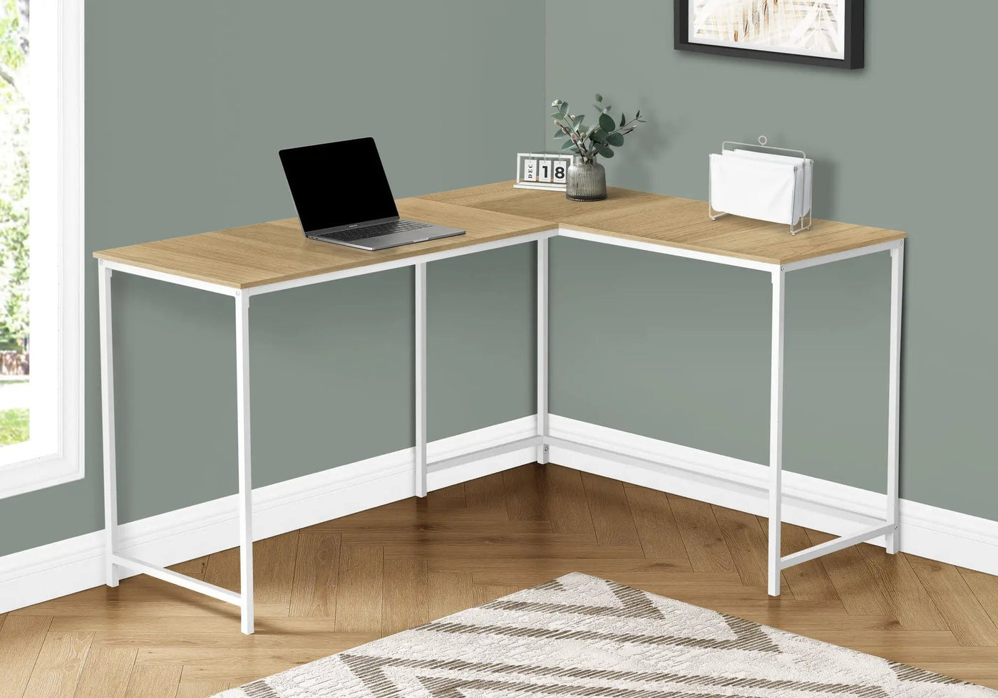 L-Shaped Corner Computer Desk with Contemporary Marble Look by HouseOfZazla