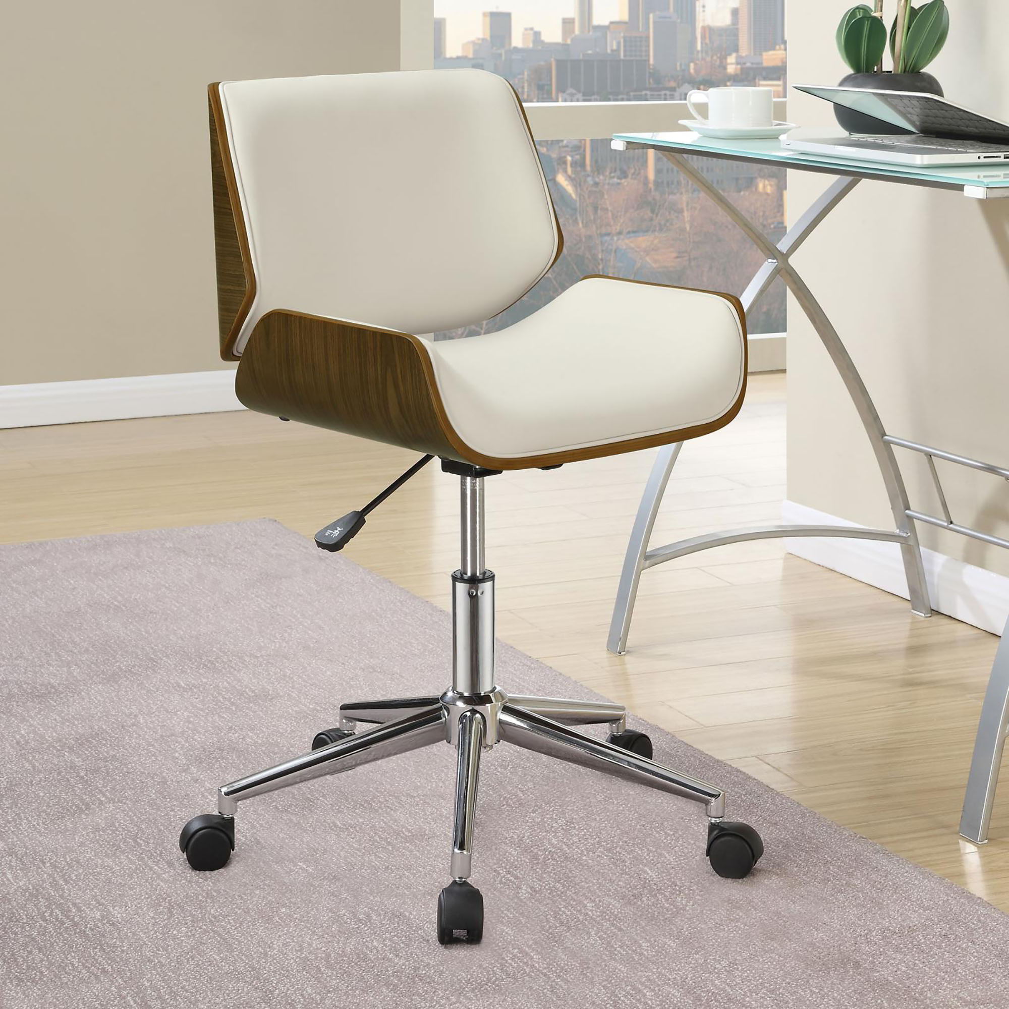 Ecru Swivel Office Chair Adjustable Height - Beige by HouseOfZazla