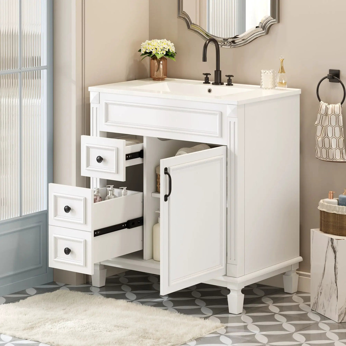 Bathroom Vanity With Sink, Cabinet With 2 Drawers And Adjustable Shelf by HouseOfZazla