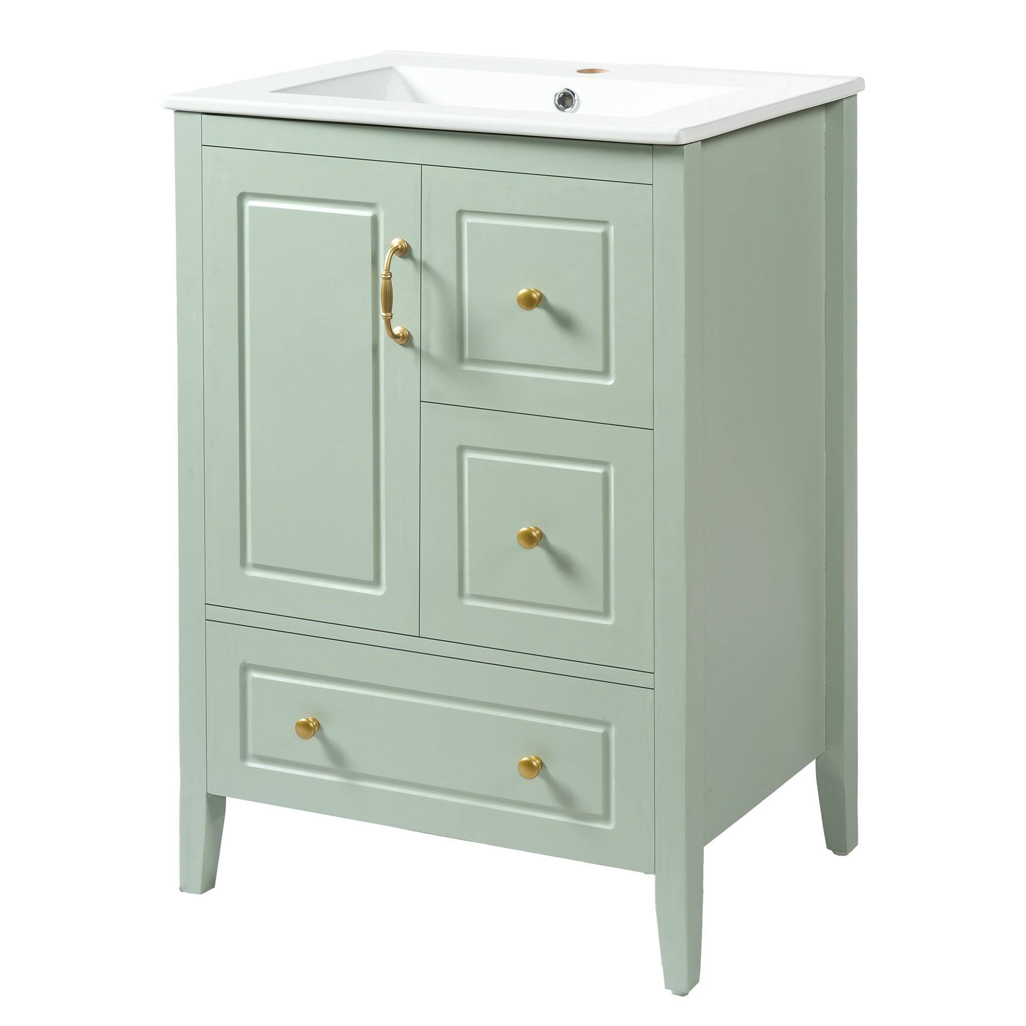 Retro Bathroom Vanity With Sink, Soft Closing Cabinet & Drawers by HouseOfZazla