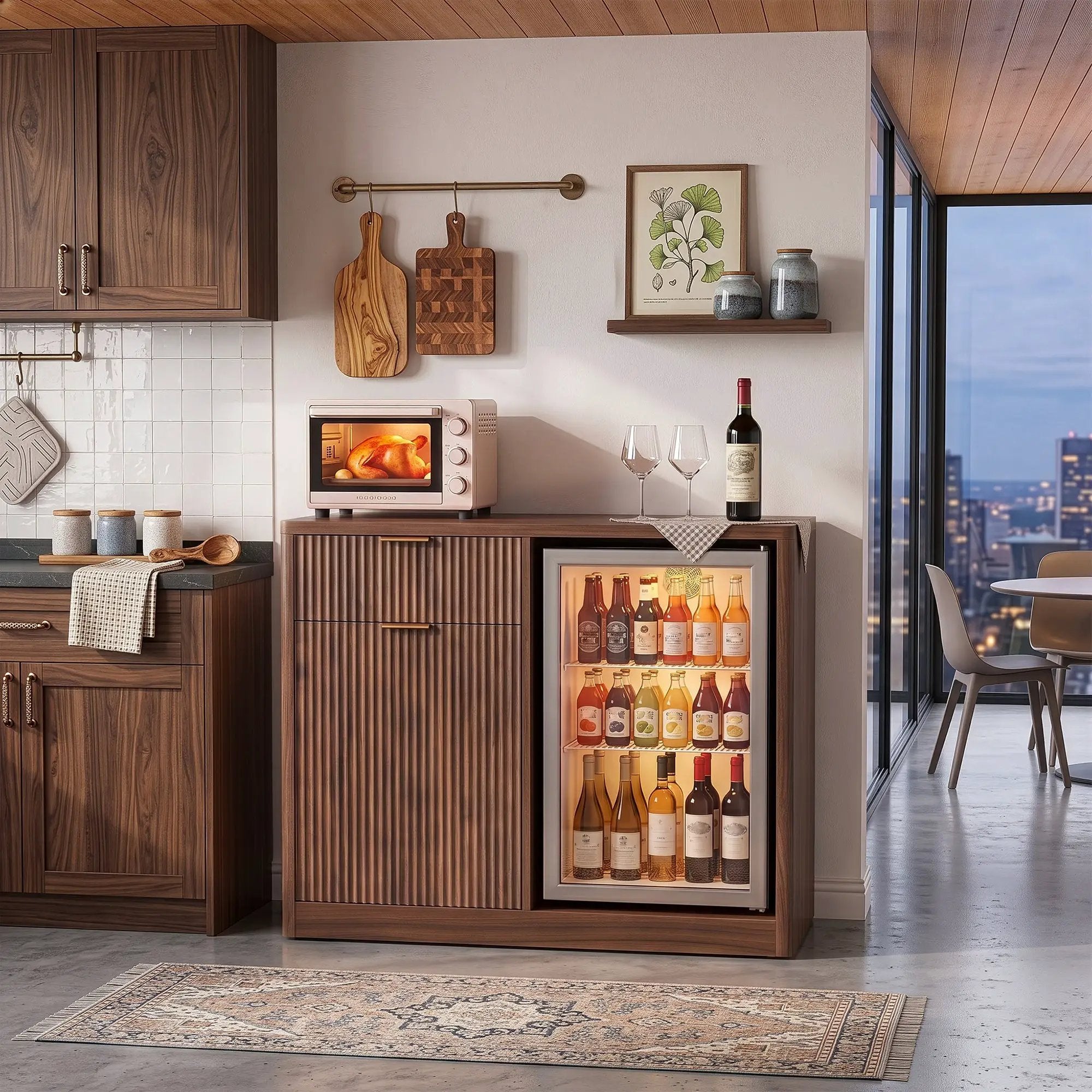 K&K 39.4" Coffee Bar Cabinet with Fridge Space by HouseOfZazla