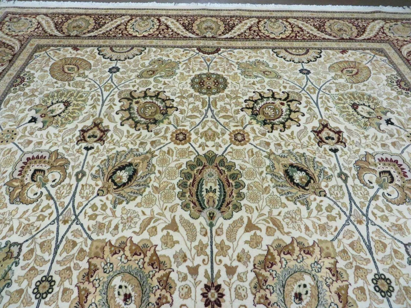 9' X 12' Vintage Handmade Wool Rug Pakistani Floral Design Nice Vegetable Dye by Jewel Rugs