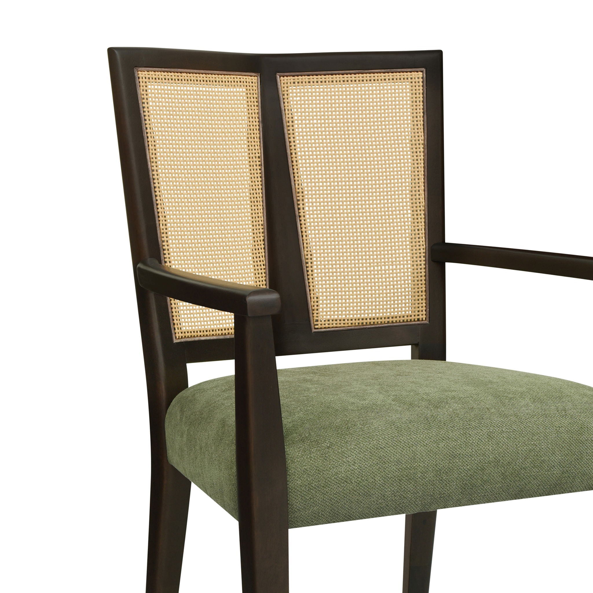 Mid Century Modern Arm Dining Chair Set With Rattan Backrest by HouseOfZazla