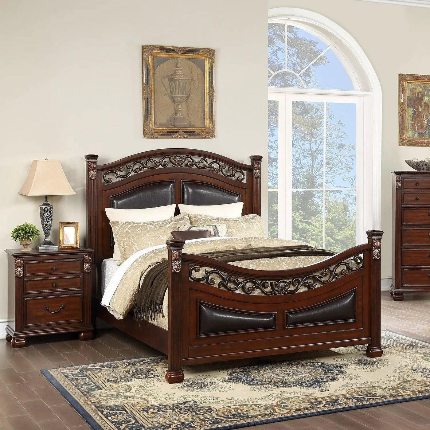 3 Piece Bedroom Set, Traditional Bed With 2 Nightstands by HouseOfZazla