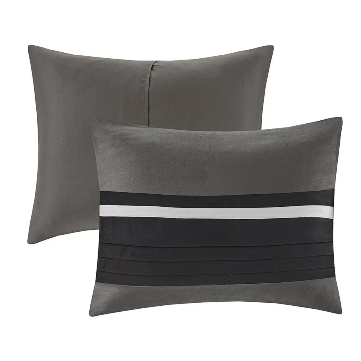 7 Piece Faux Suede Comforter Set Black California King by HouseOfZazla