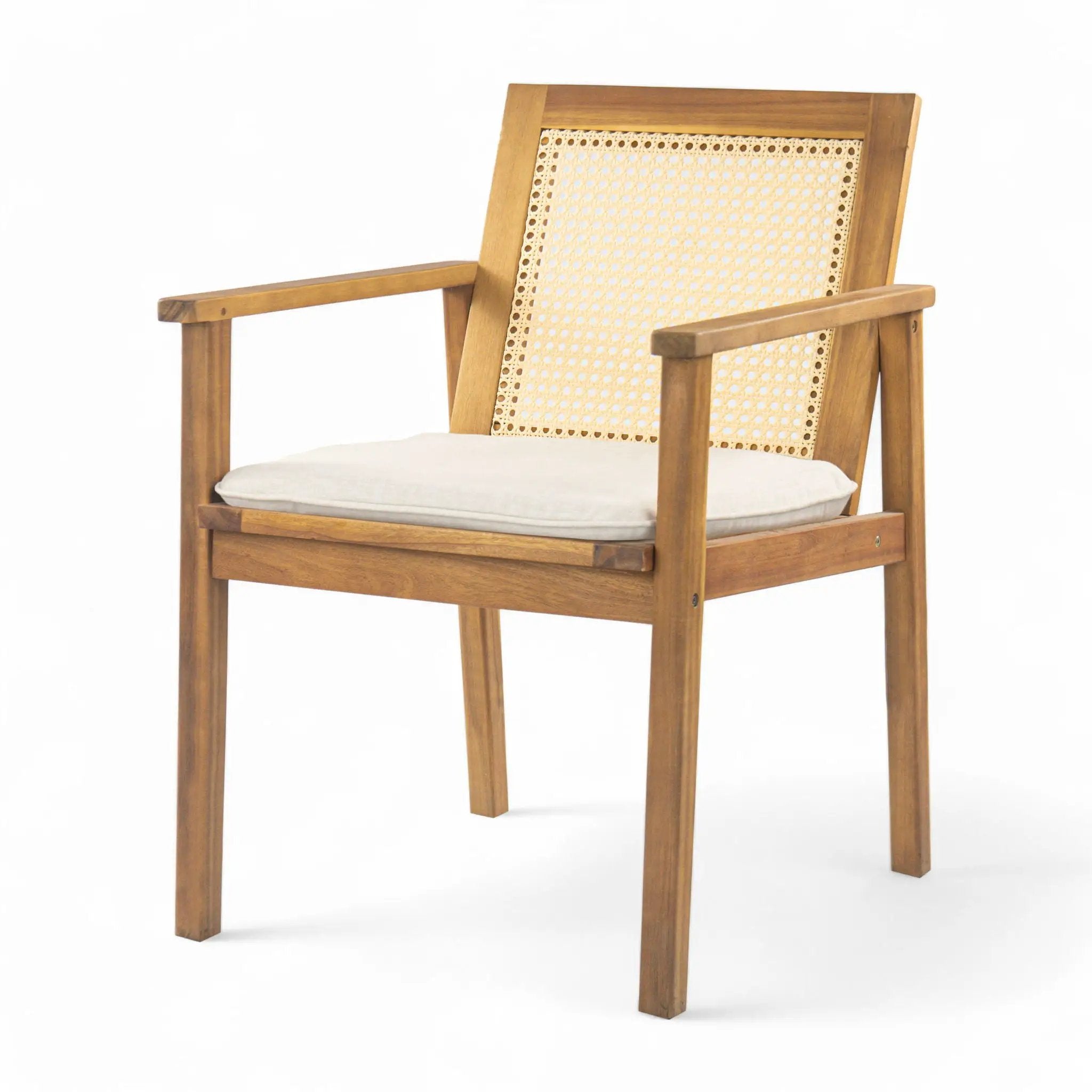 Preston Outdoor Dining Chair With Cushion Set of 2 - Teak / Beige by HouseOfZazla