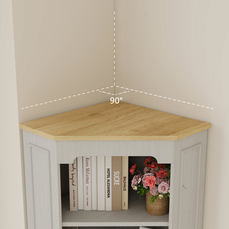 68" Tall Corner Cabinet with Door, Drawer, and Adjustable Shelf by HouseOfZazla