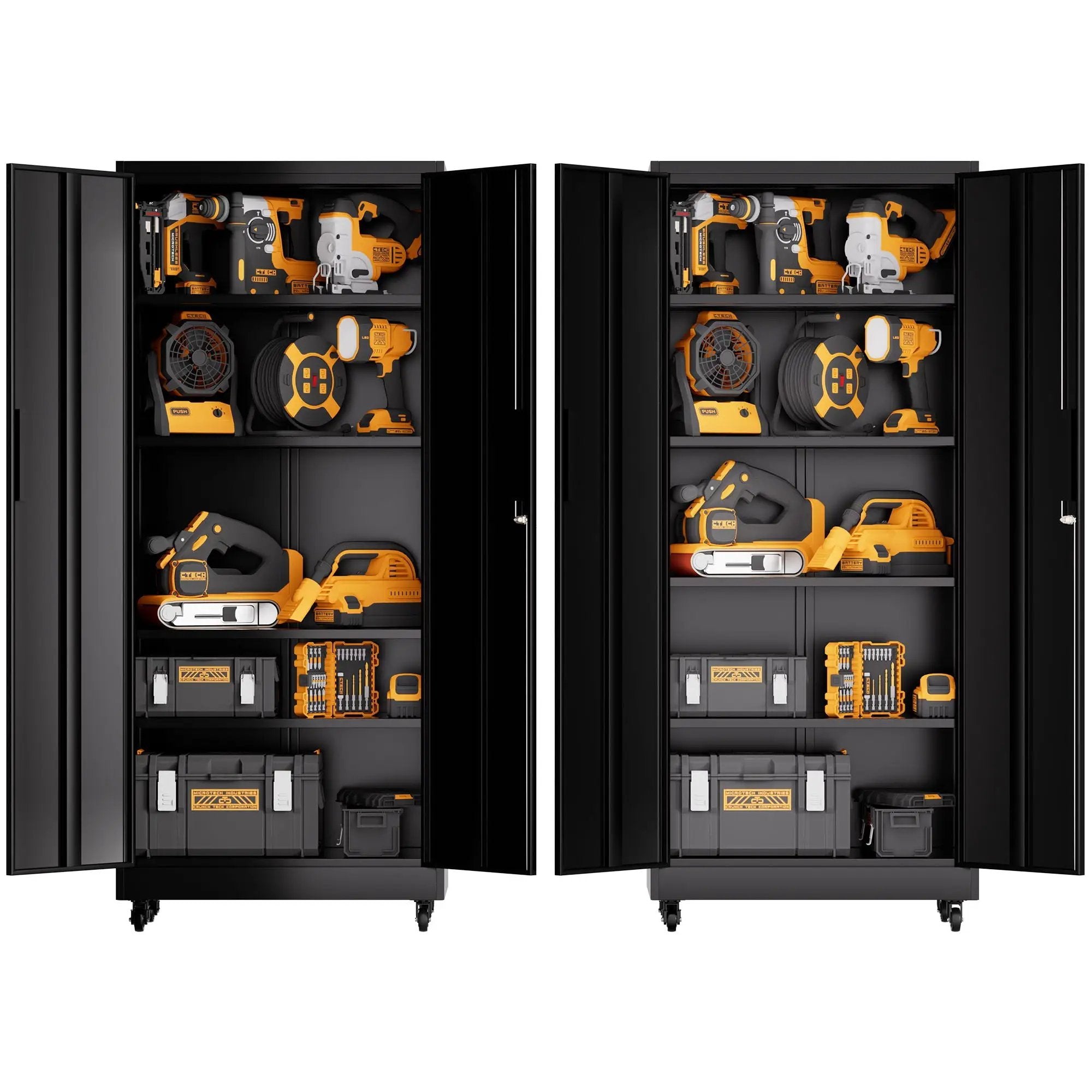 Heavy Duty Rolling Cabinet With Lock, Garage Storage Cabinet, 4 Adjustable Shelves For Tool Organization by HouseOfZazla