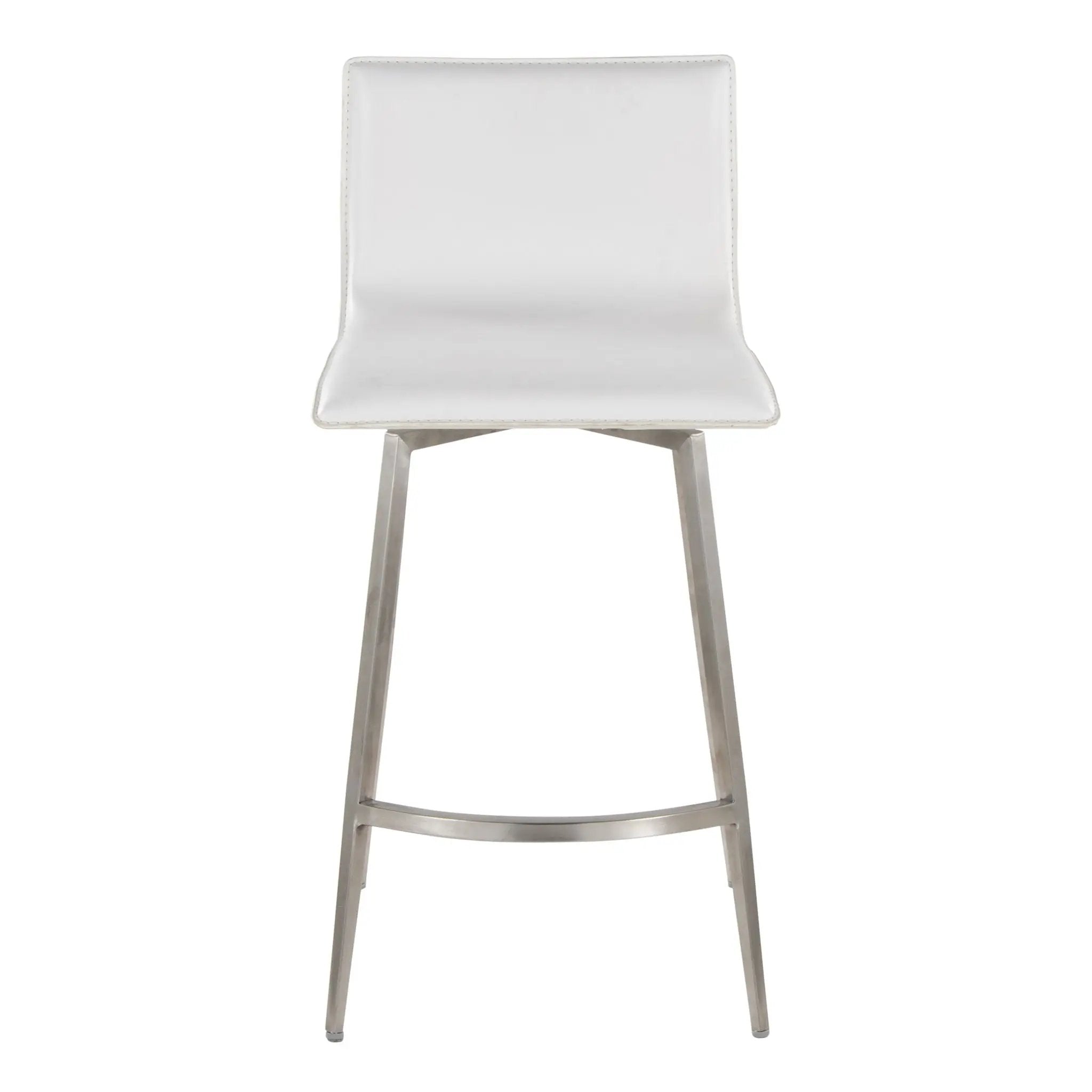 Mara - Upholstered Contemporary Fixed Height Counter Stool With Swivel (Set of 2) - White by HouseOfZazla
