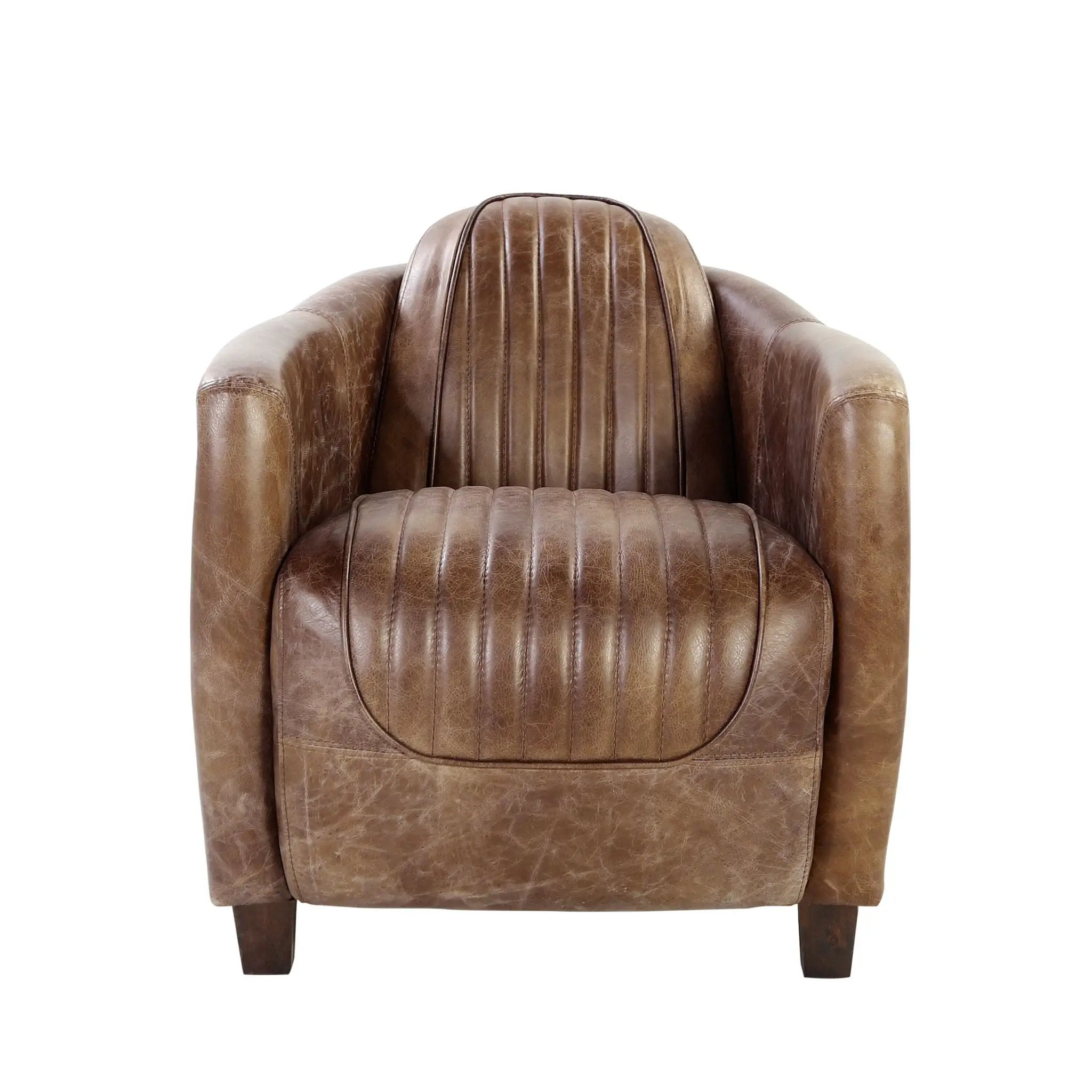 Brancaster - Grain Leather Chair - Brown by Unique Piece Furniture
