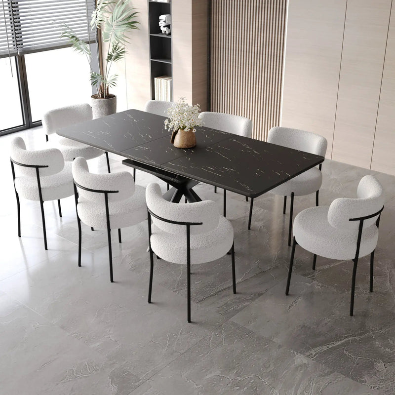 Extendable Dining Table Set With Curved Backrest Upholstered Chairs by HouseOfZazla