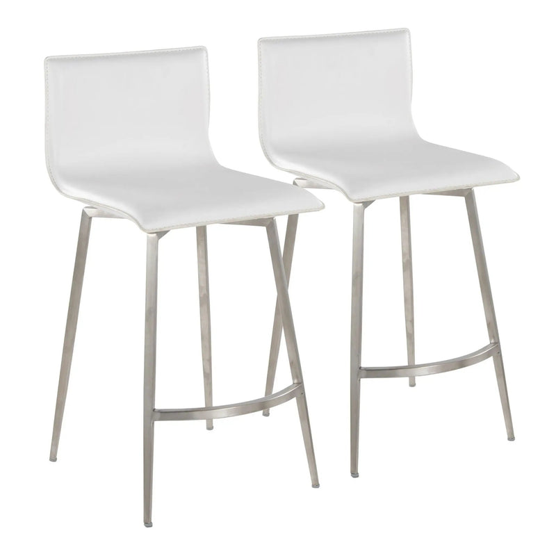 Mara - Upholstered Contemporary Fixed Height Counter Stool With Swivel (Set of 2) - White by HouseOfZazla