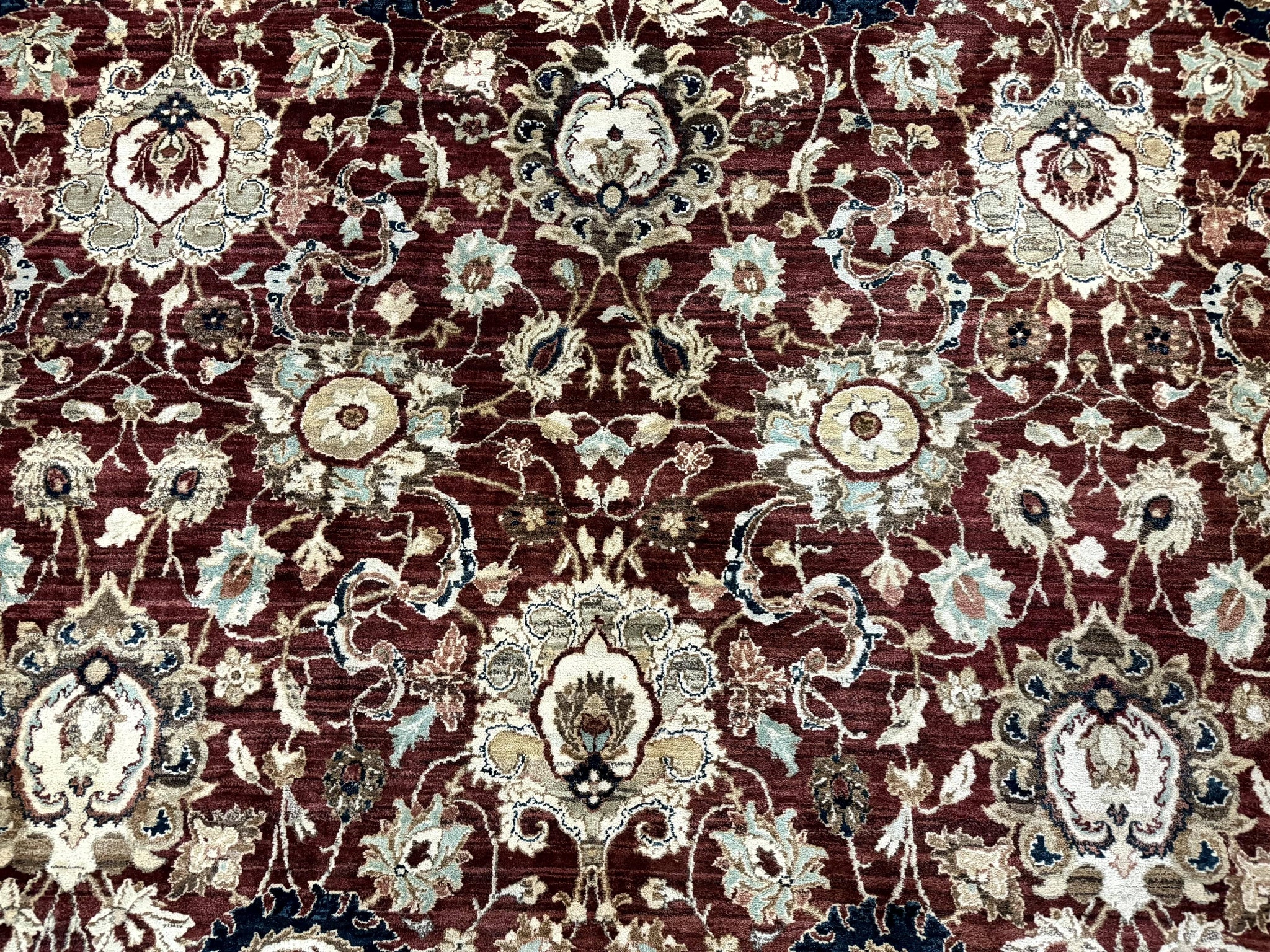 Palace Sized Indian Agra Rug 12x17, Wool Handmade Floral Allover Carpet by Jewel Rugs