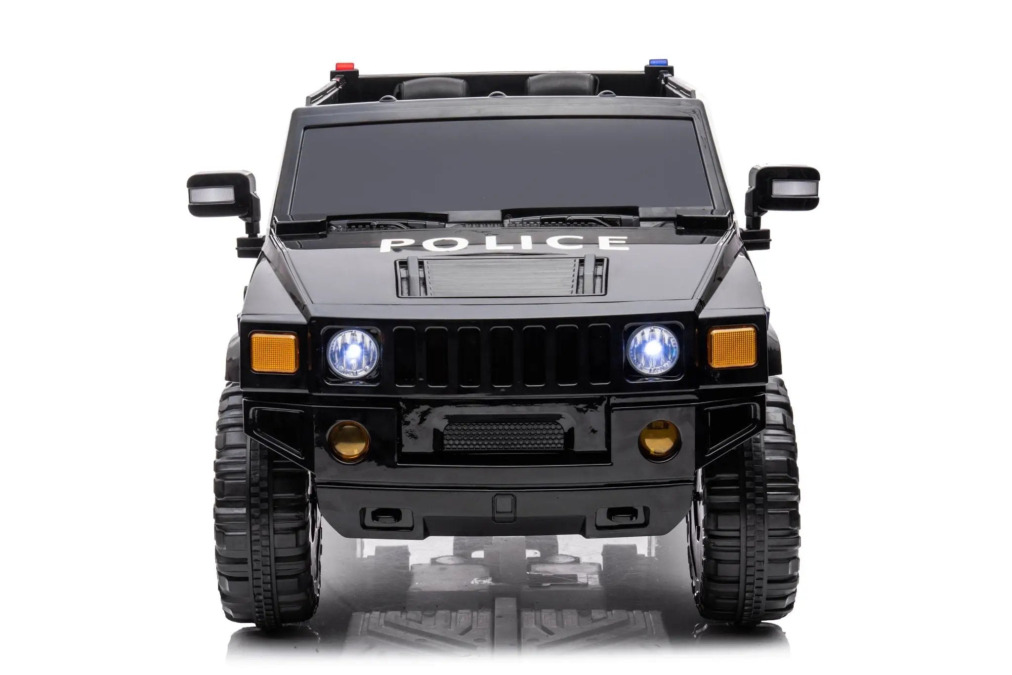 12V7A 30W*2 Four-Wheel Drive Seat One Button Start, Forward And Backward, High And Low Speed, Music, Front Light, Power Display, Two Doors Can Open, 2.4G R / C, Seat Belt Four Wheel Absorber by HouseOfZazla