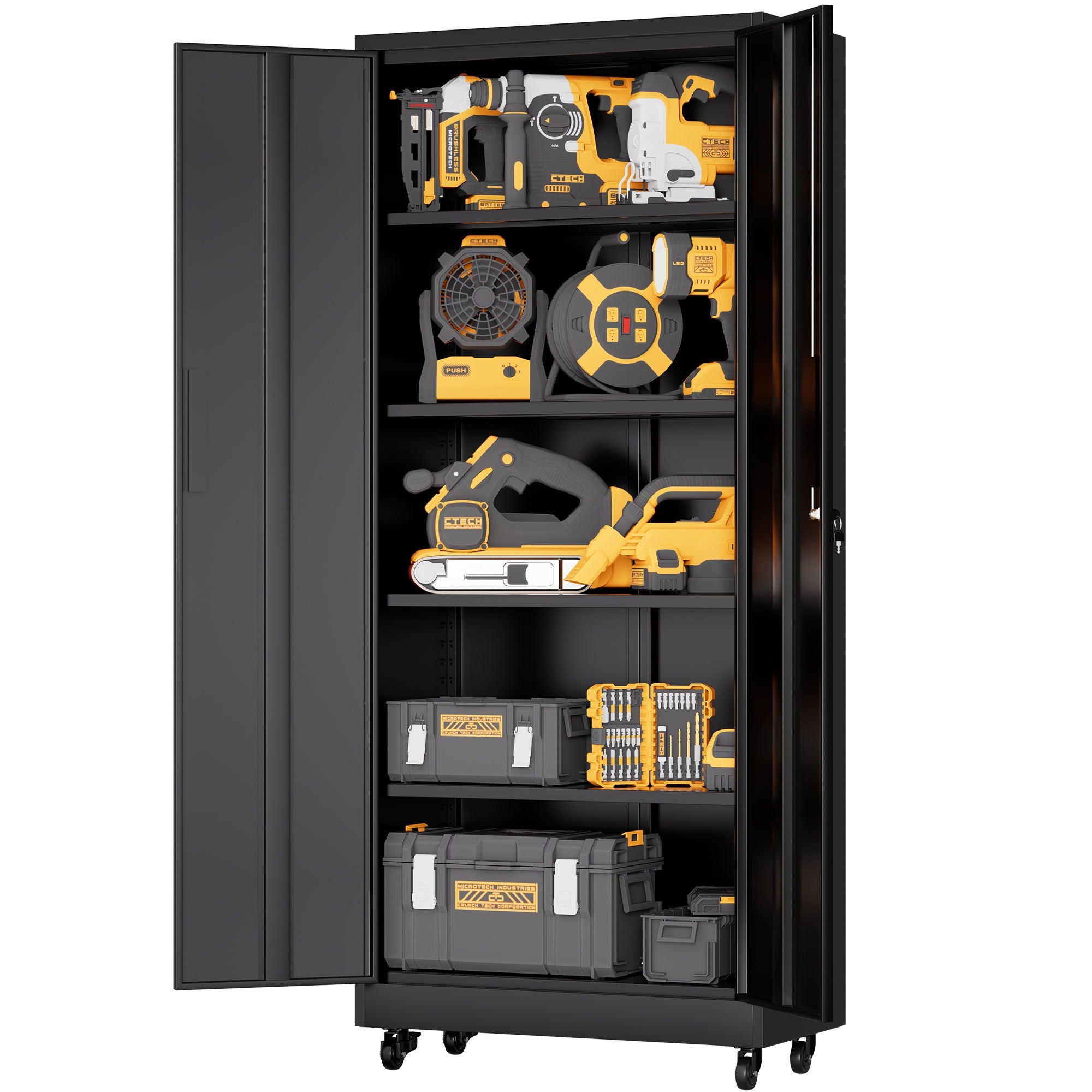 Heavy Duty Rolling Cabinet With Lock, Garage Storage Cabinet, 4 Adjustable Shelves For Tool Organization by HouseOfZazla