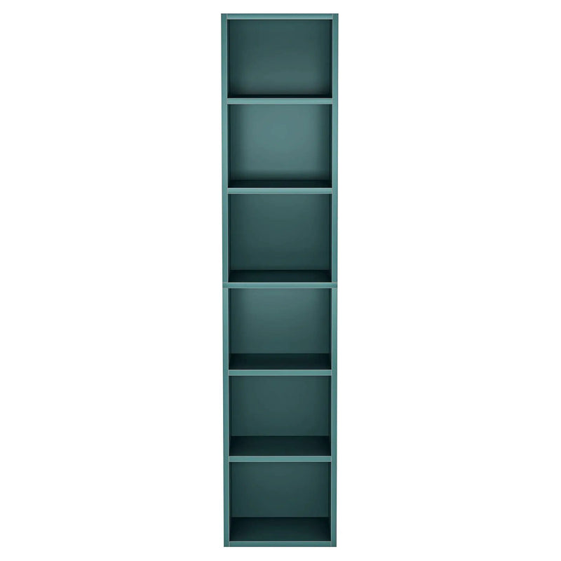 6 Tier Narrow Corner Cube Bookcase Storage, Freestanding Shelf With Open Cubes For Living Room by HouseOfZazla