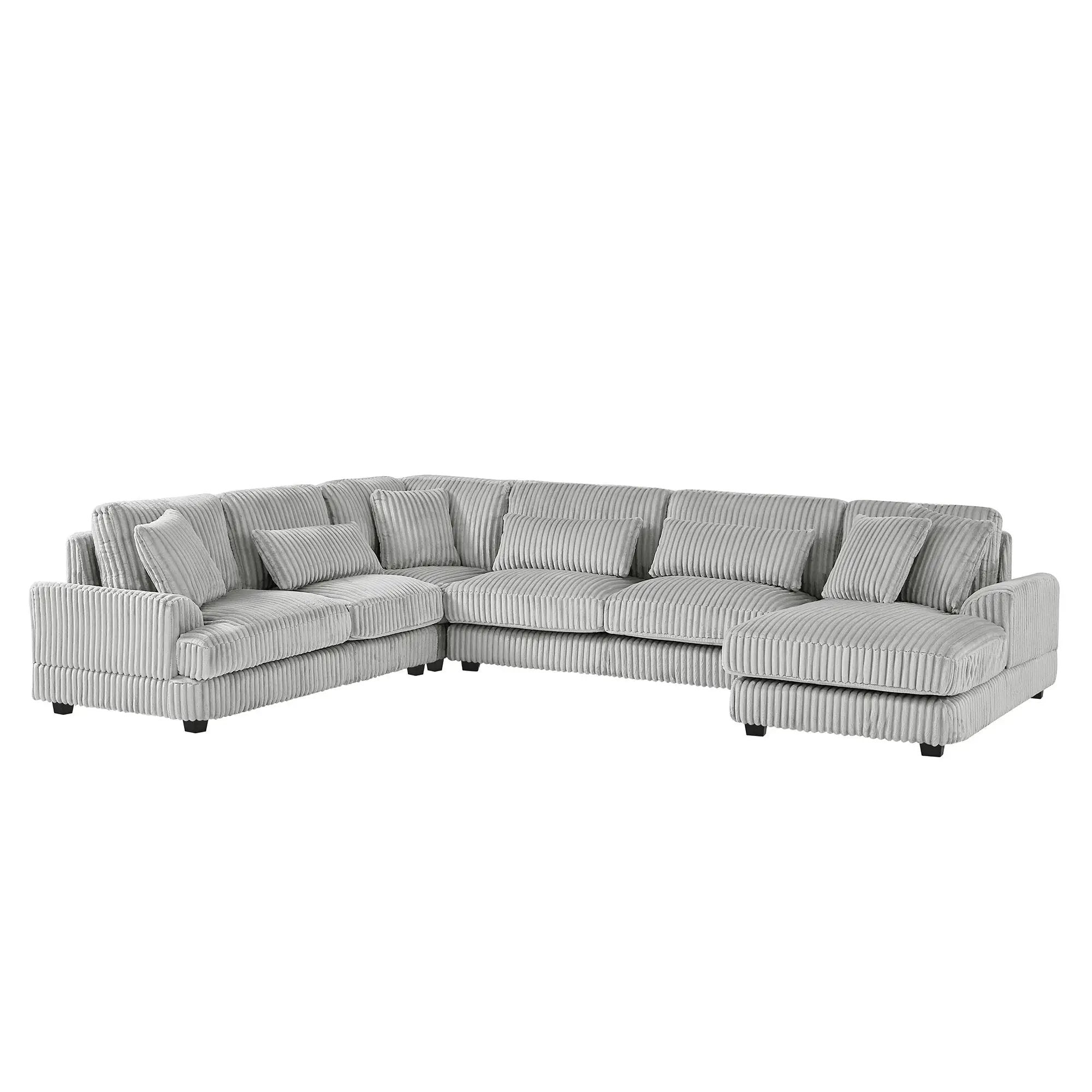 U - Shaped Sectional Sofa With Chaise Lounge, Oversized Living Room Sofa - Gray by HouseOfZazla