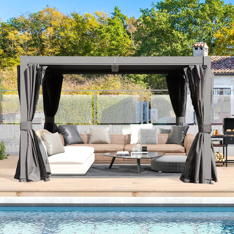 10x10 FT Outdoor Louvered Pergola with Adjustable Louvers by HouseOfZazla