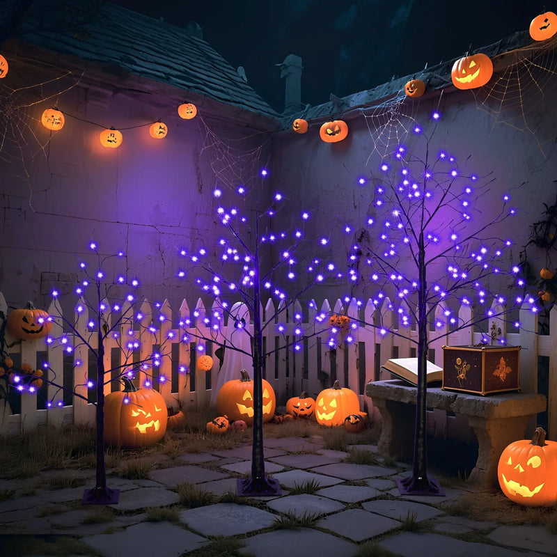 3 Pc Illuminated Halloween Tree with Purple LED Glow by HouseOfZazla