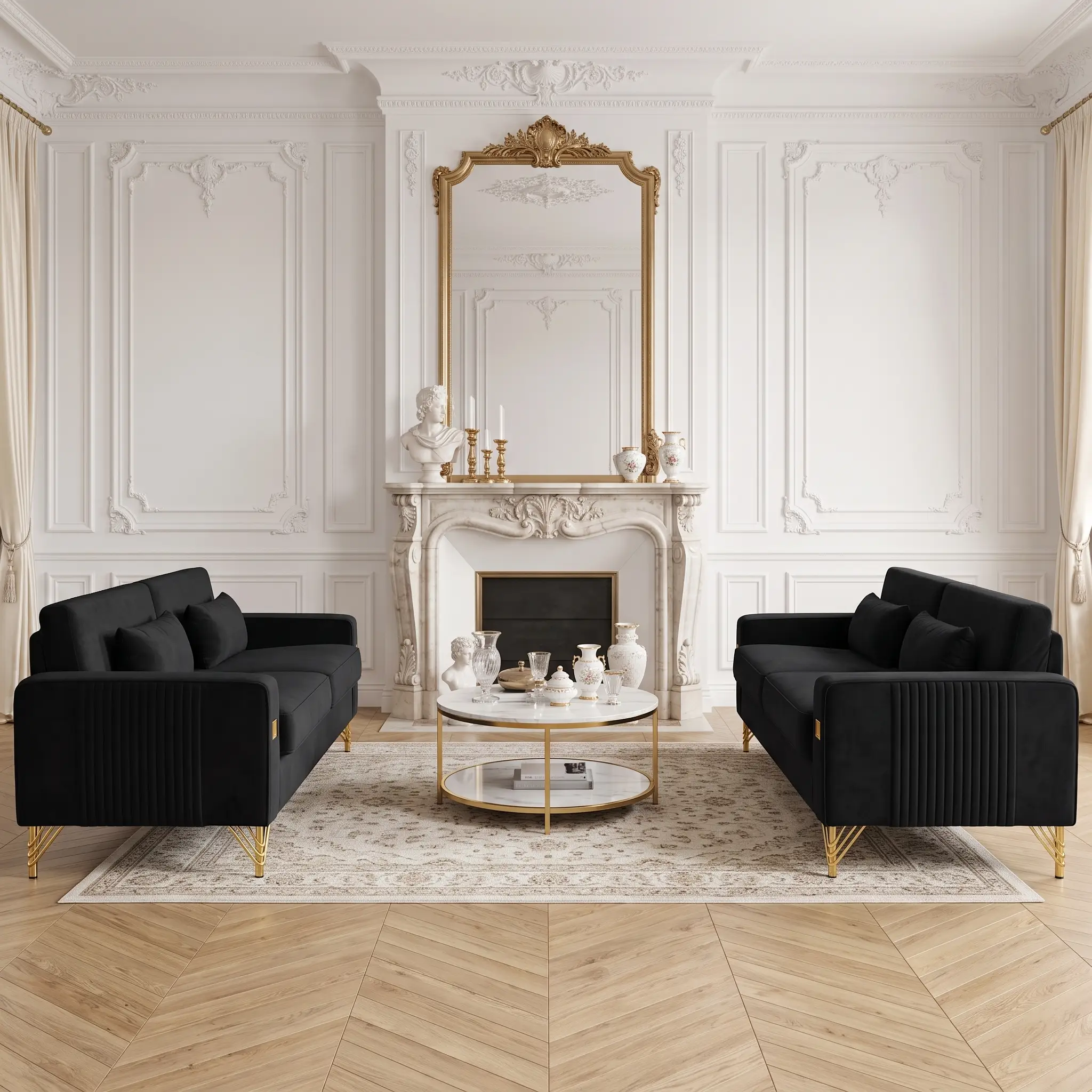 Black Velvet 2-Piece Sofa Set by HouseOfZazla