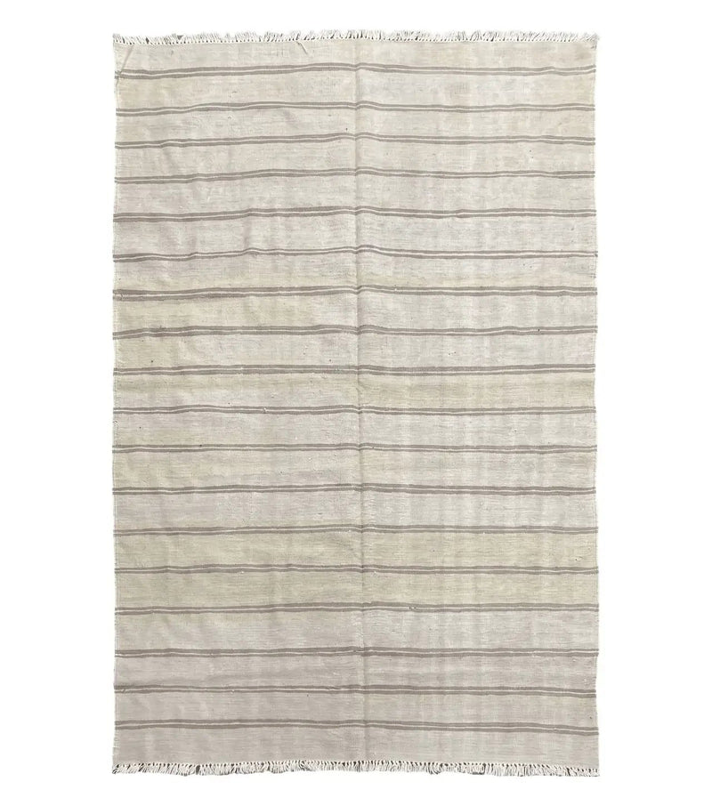 5x8 Turkish Kilim Rug, Flatweave Carpet, Striped Blanket, Southwestern Design, New, Gray, Wool, High Quality, Hand-Knotted by Jewel Rugs