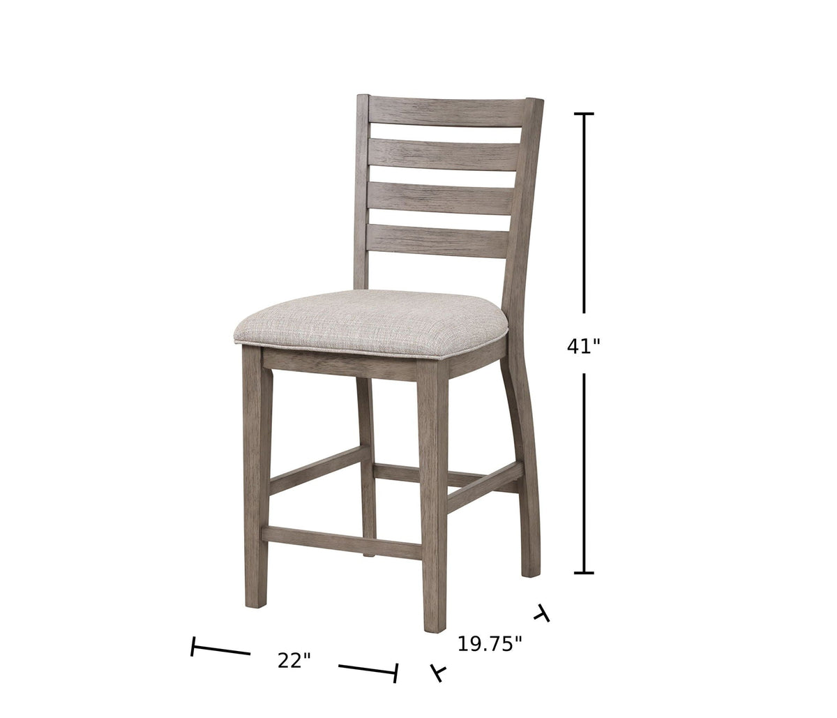 Counter Side Dining Stool with Ladder Back – Set of 2, Gray, photo 4 of 6