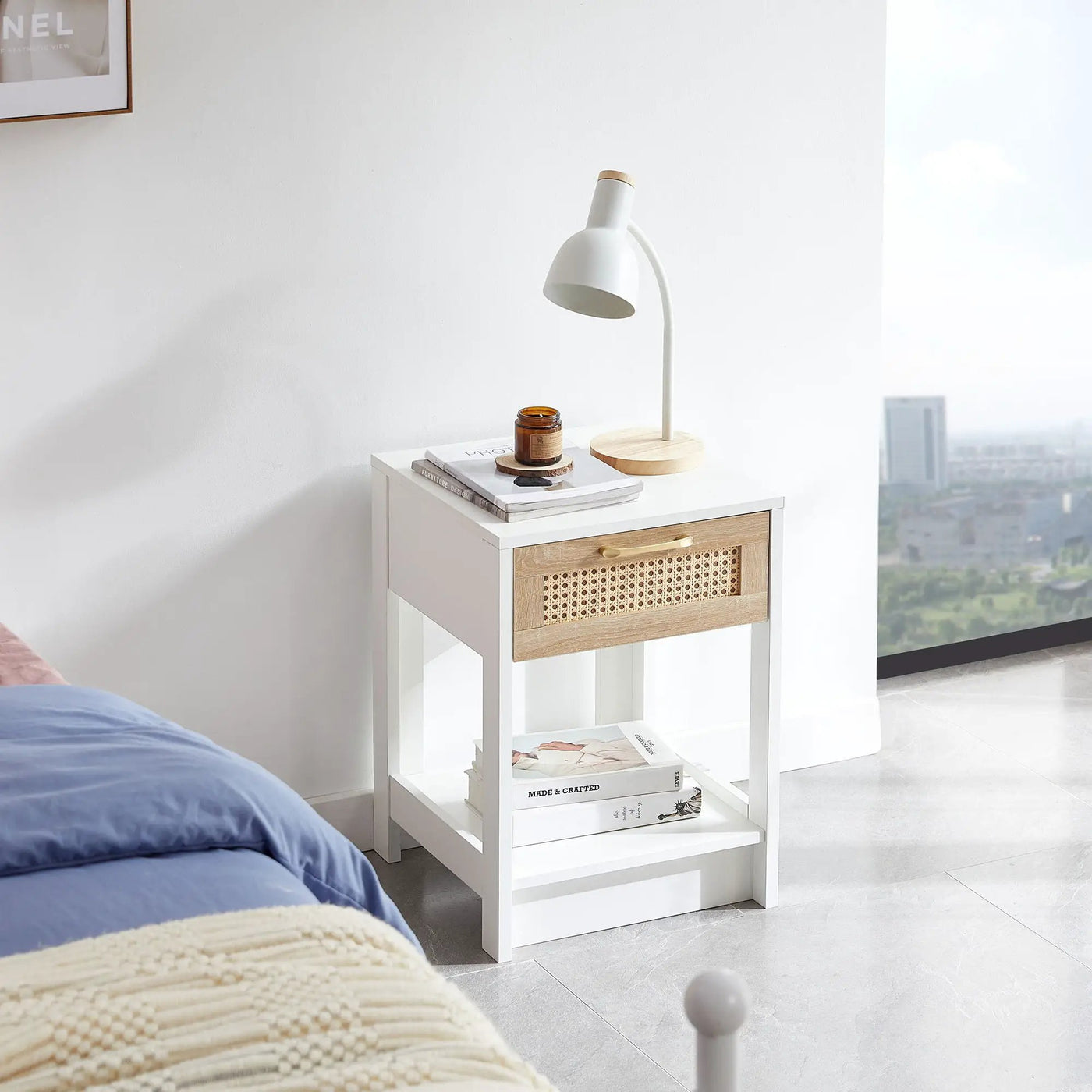 15.75" Rattan End Table With Drawer, Modern Nightstand, Side Table For Living Room, Bedroom by Unique Piece Furniture