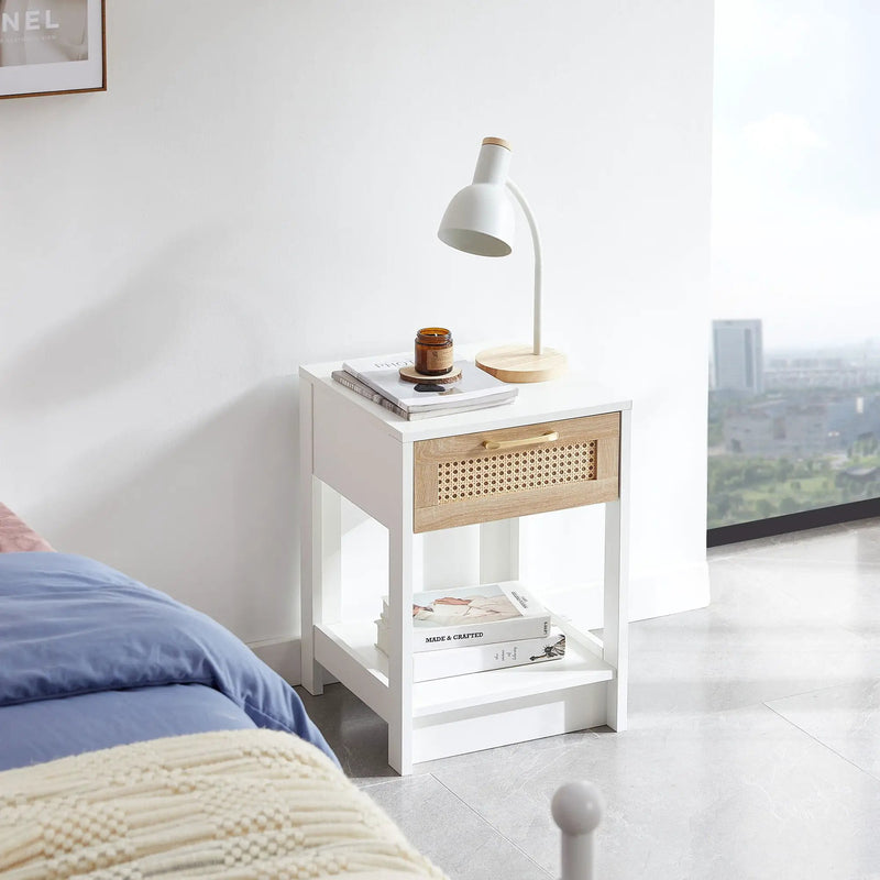 15.75" Rattan End Table With Drawer, Modern Nightstand, Side Table For Living Room, Bedroom by HouseOfZazla