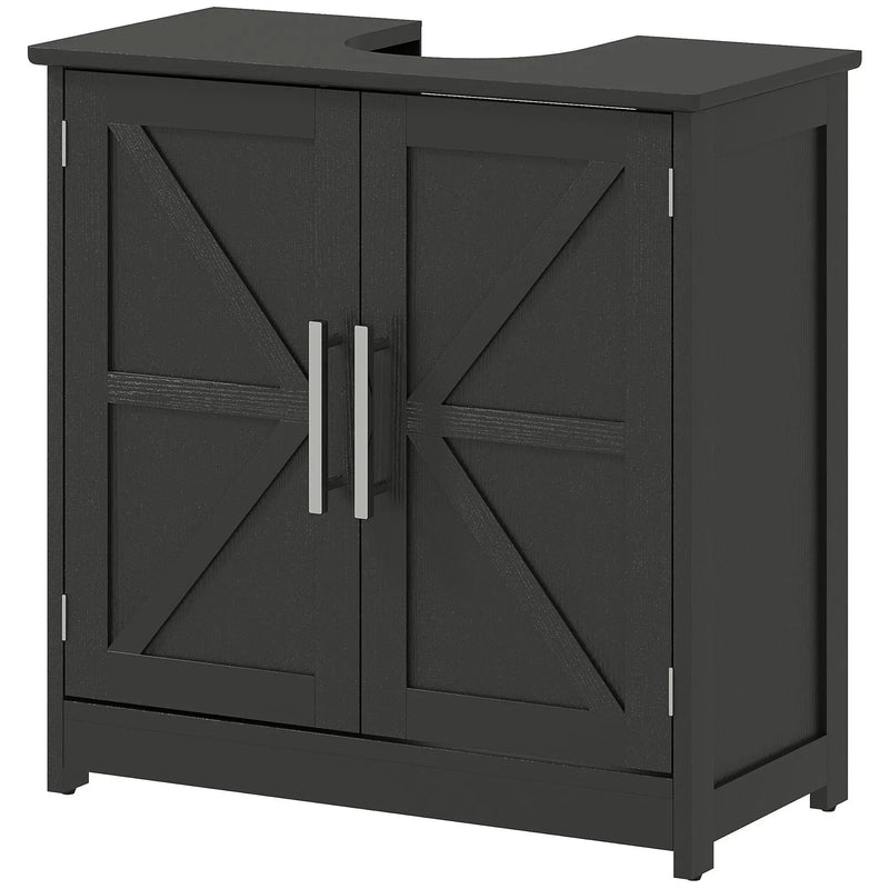 Pedestal Sink Storage Cabinet with 2 Barn Doors and Adjustable Shelf by HouseOfZazla