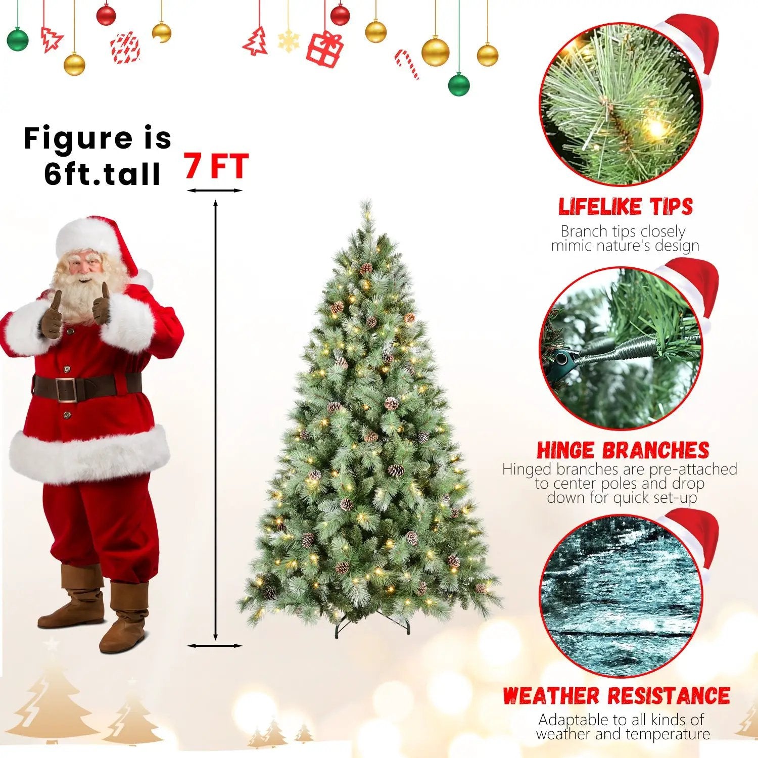 7.5FT Christmas Tree with 450 Warm Lights by HouseOfZazla