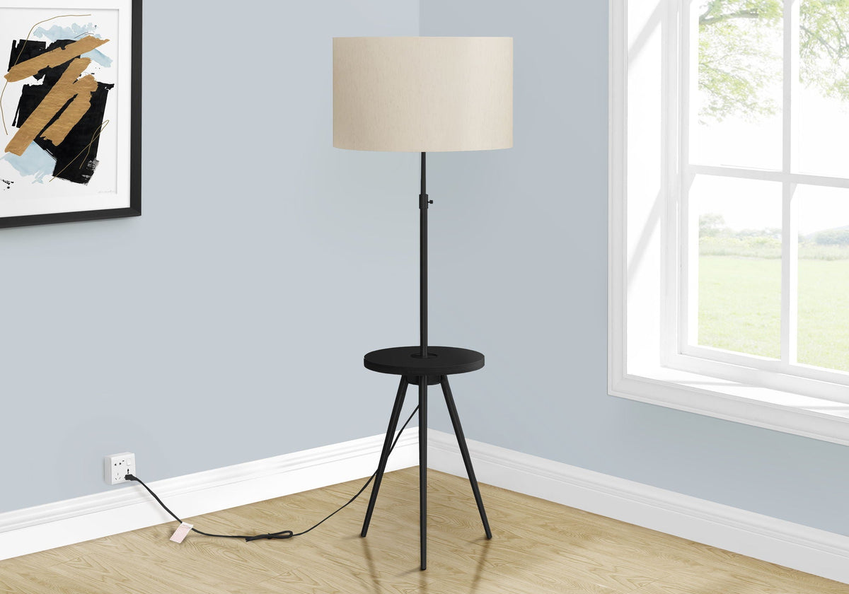 Modern Floor Lamp with Adjustable Height and Built-In Shelf - Black or Gold, photo 6 of 8