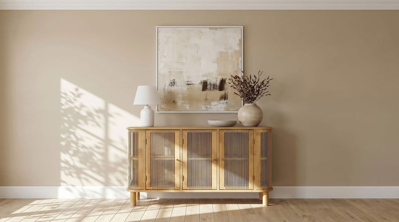 Ervine 3-Door Rope Panel Sideboard Accent Storage Cabinet Natural