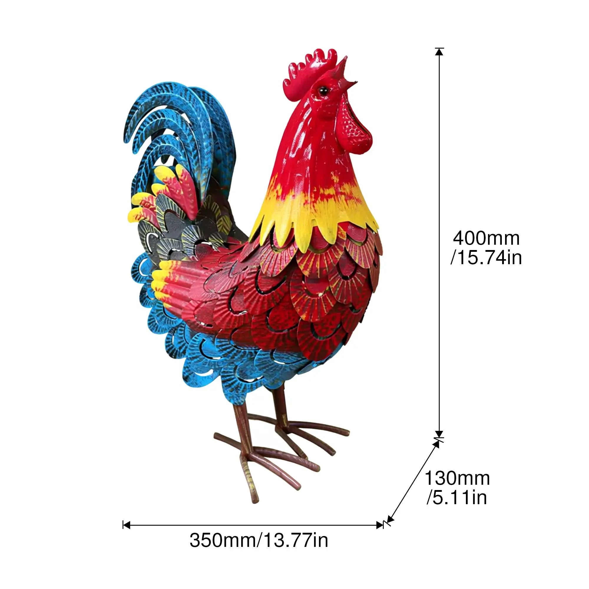 Wrought-Iron Rooster Garden Statue by HouseOfZazla