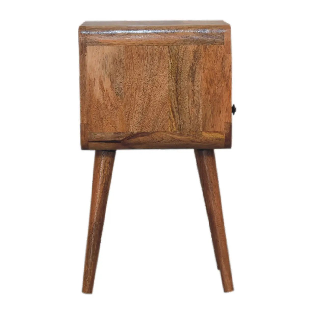 Solid Wood Mini Oak-ish Curve Nightstand, 1-Drawer, 1 Open-Slot by HouseOfZazla