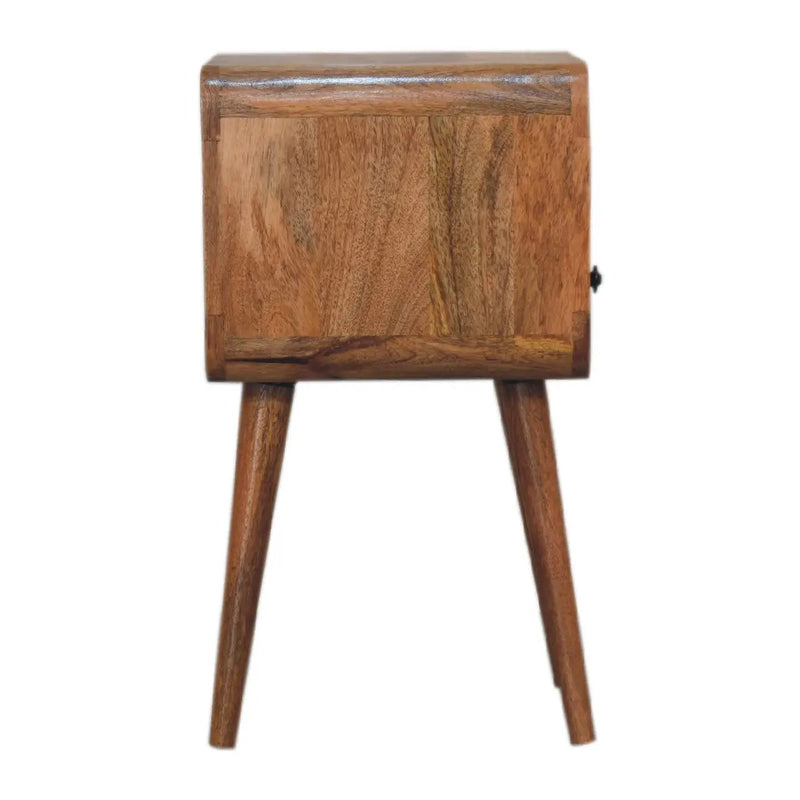 Solid Wood Mini Oak-ish Curve Nightstand, 1-Drawer, 1 Open-Slot by HouseOfZazla
