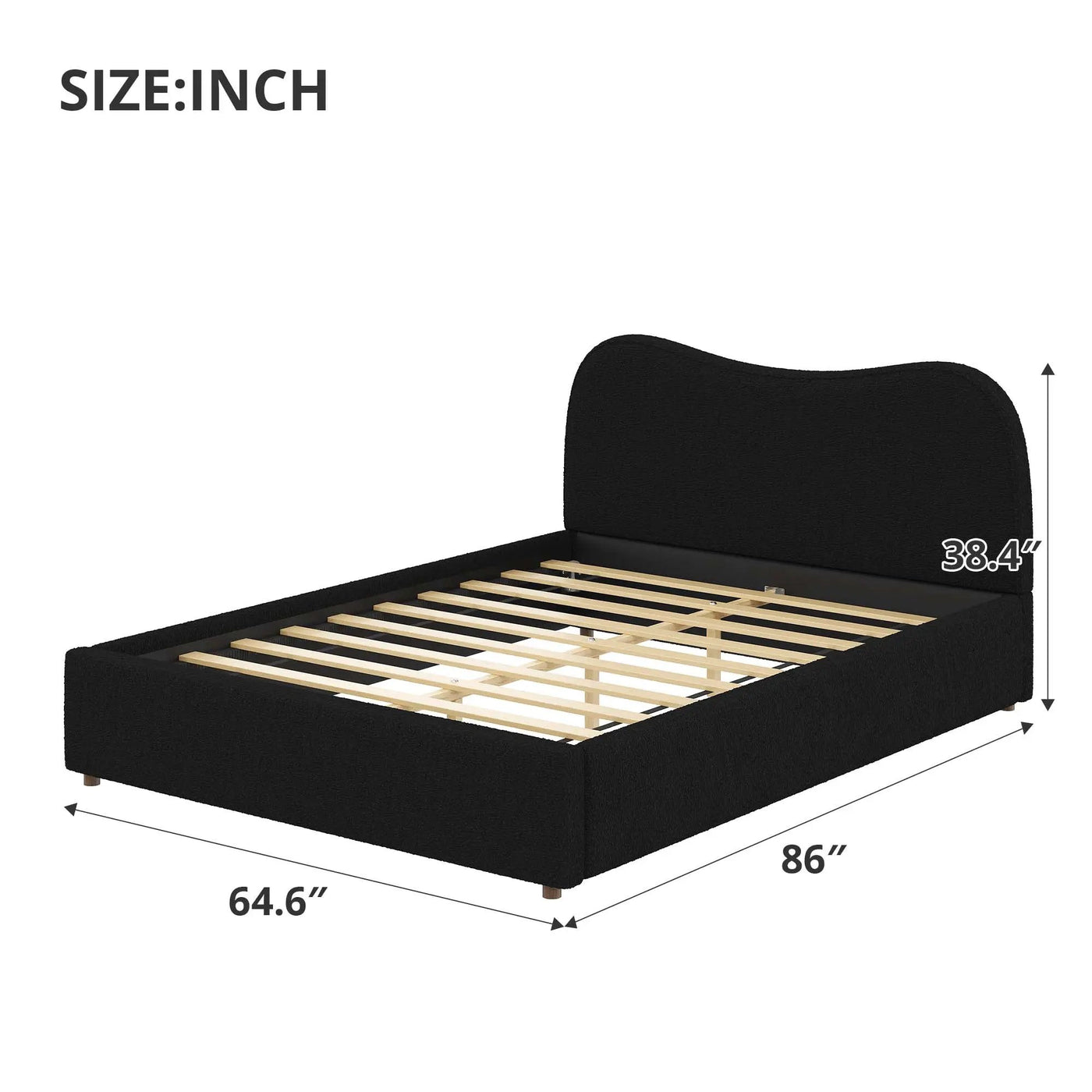 Queen Size Upholstered Platform Bed with Wooden Slats by HouseOfZazla