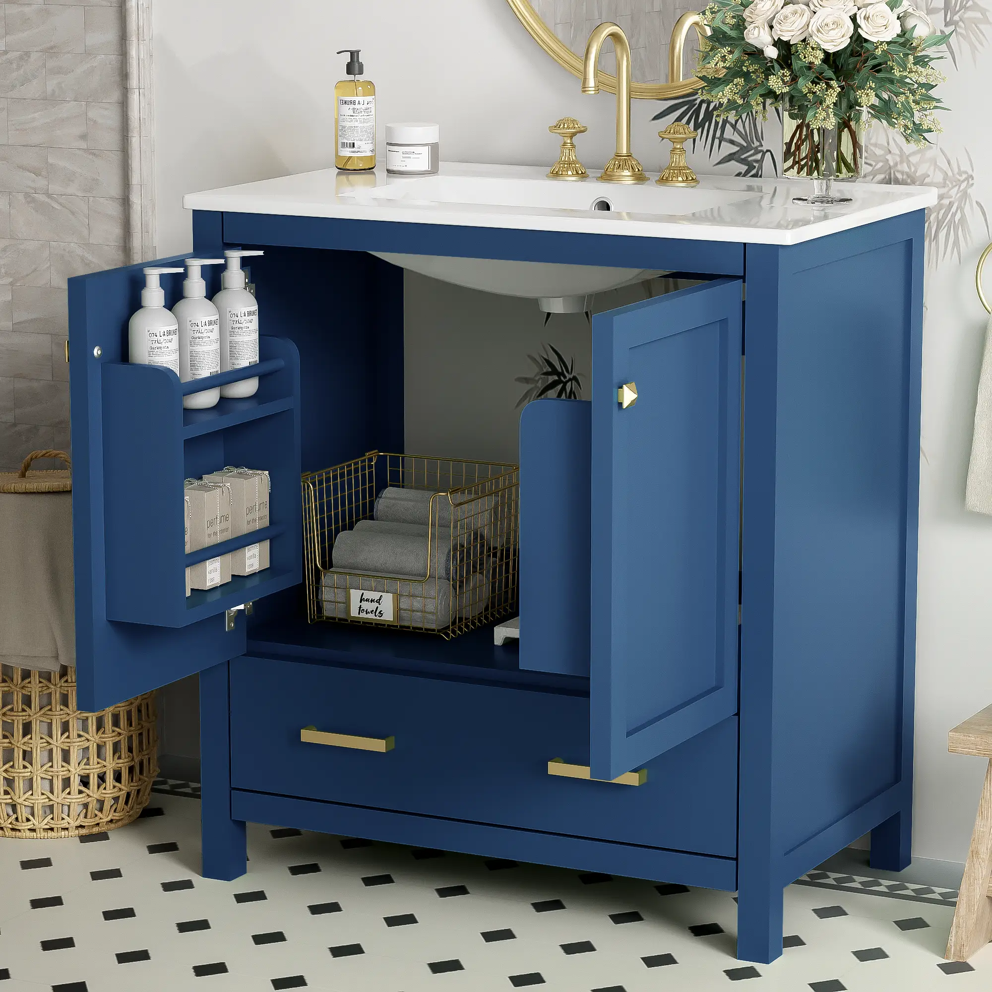 30" Blue Bathroom Vanity with Single Sink by HouseOfZazla