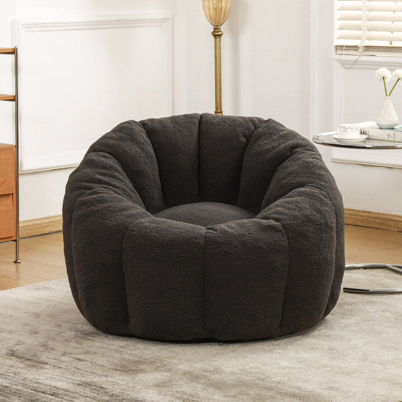 Bean Bag Chair with Armrests - Plush Faux Fur - Dark Gray, photo 2 of 10