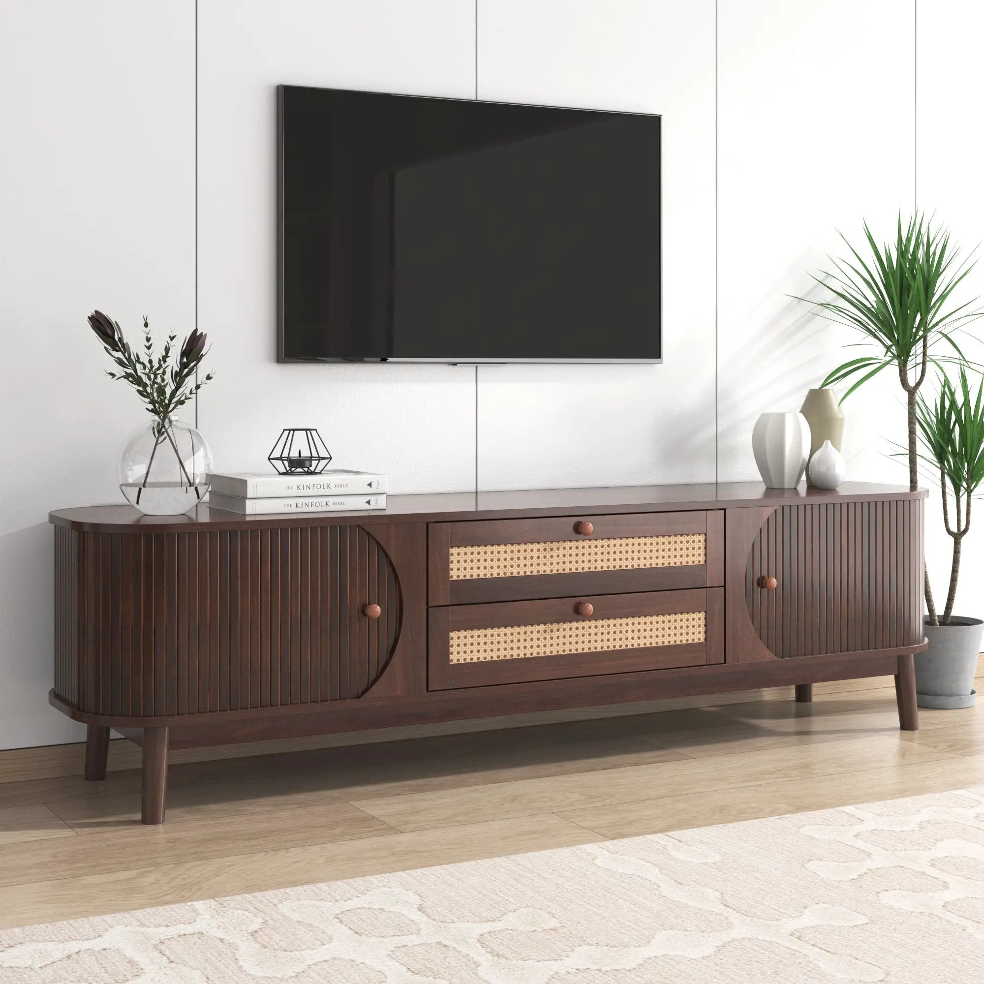 Modern Farmhouse Rattan TV Stand by BLAKHOM