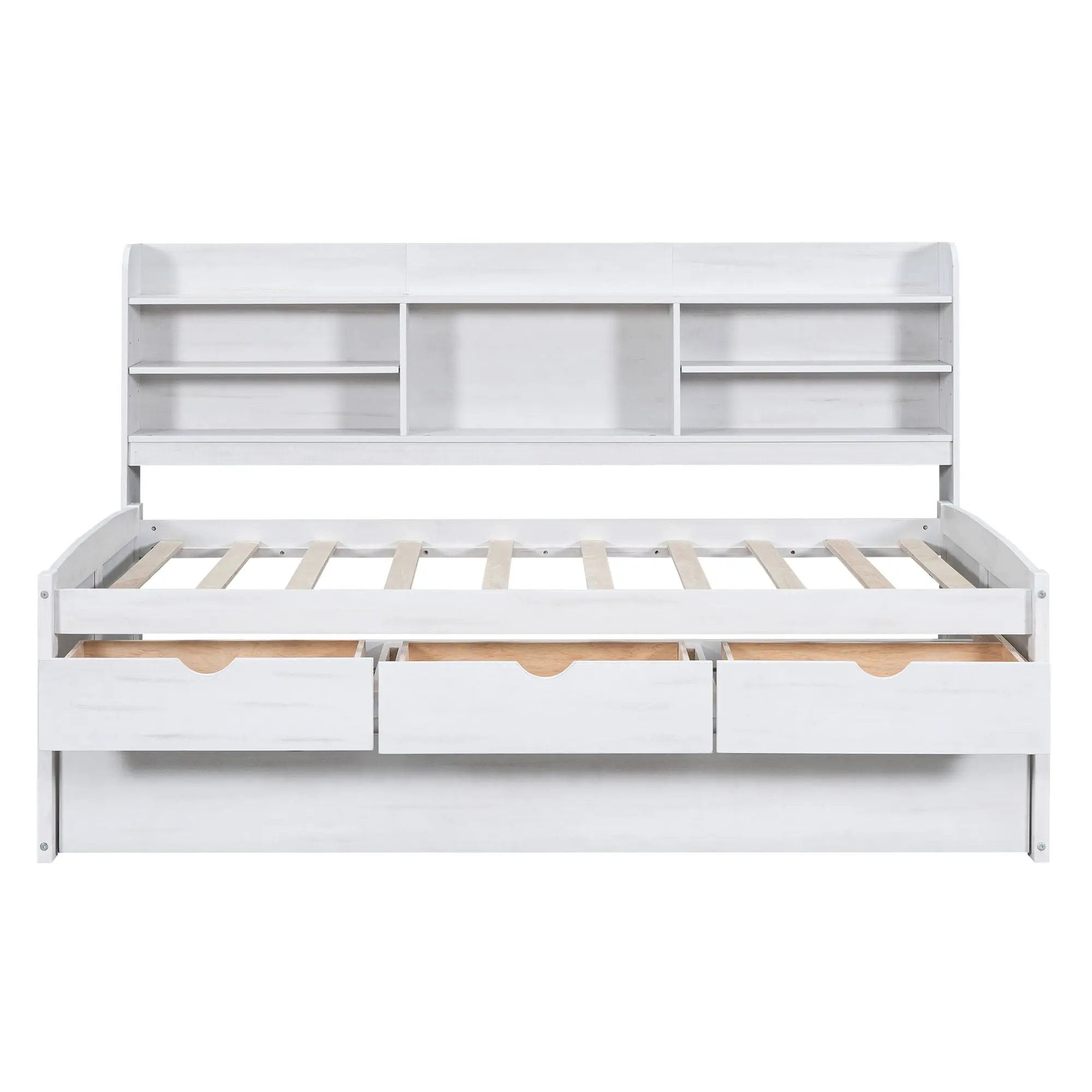 Captain Bed With Built In Bookshelves, 3 Storage Drawers, And Trundle by Unique Piece Furniture