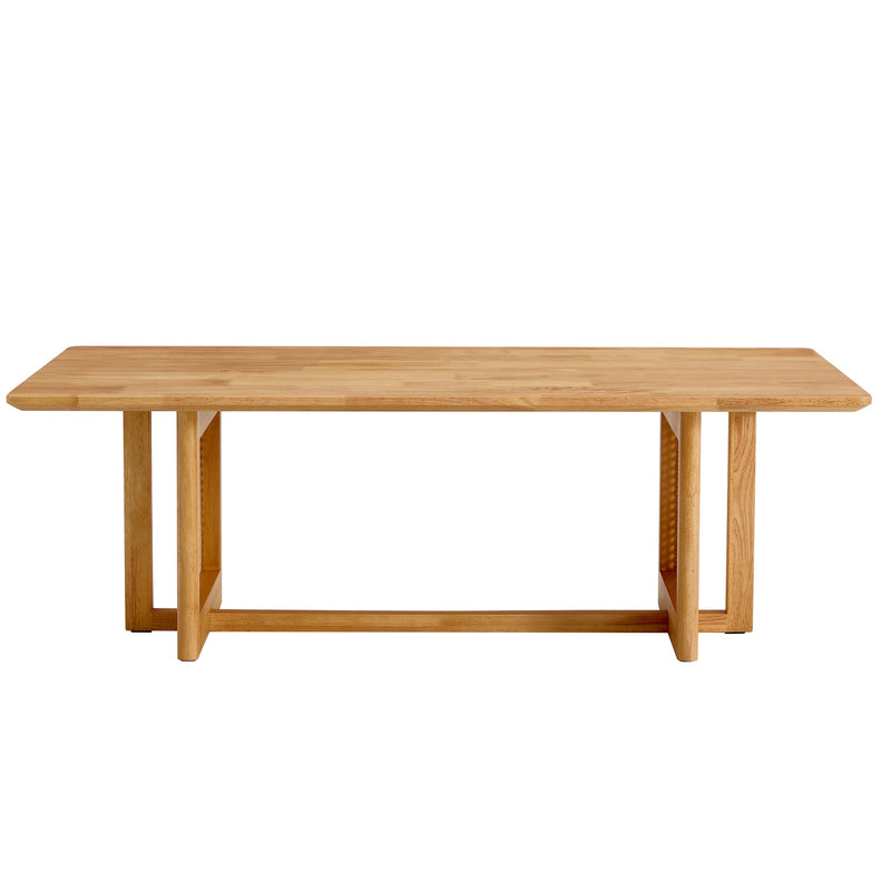 Natural Rubber Wood and Solid Wood Minimalist Coffee Table by BLAKHOM