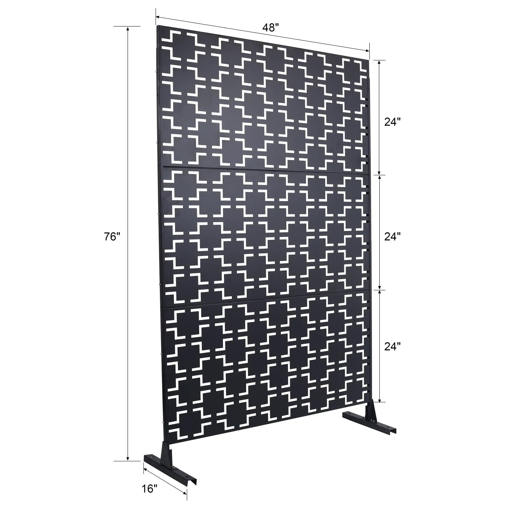 Outdoor / Indoor Privacy Screen Metal Privacy Screen, Freestanding Decorative Privacy Screen For Deck Balcony Patio - Black by Unique Piece Furniture